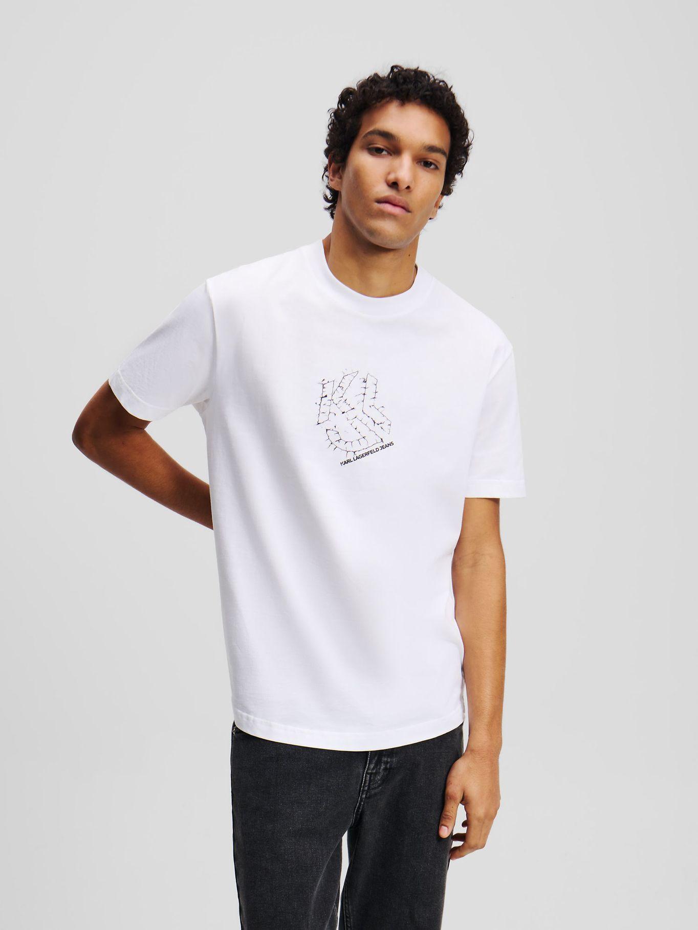 Polera regular con monograma Blanco Karl Lagerfeld-0