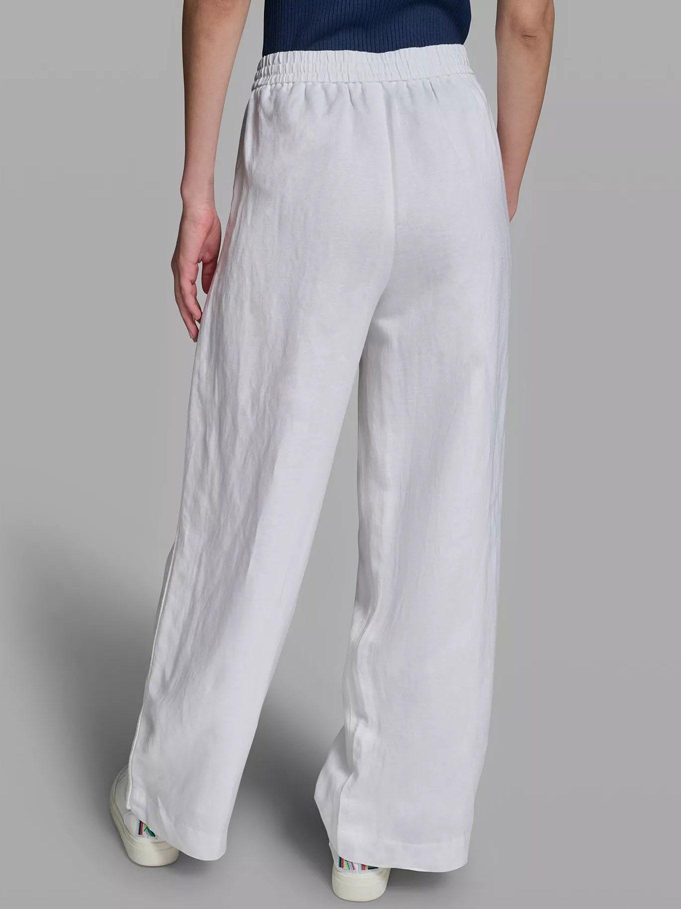Pantalón de lino con cordón Negro Karl Lagerfeld-2
