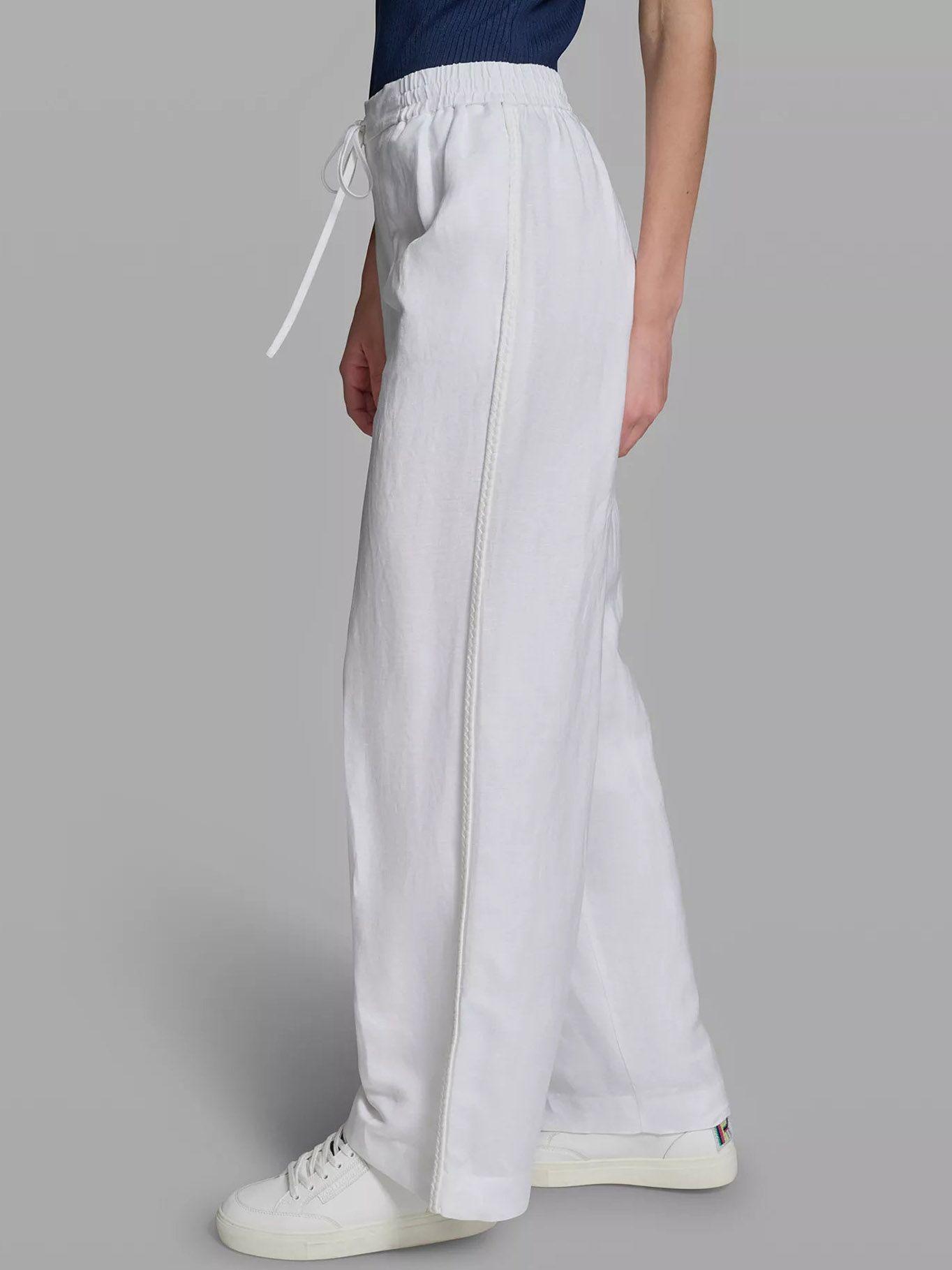 Pantalón de lino con cordón Negro Karl Lagerfeld-3