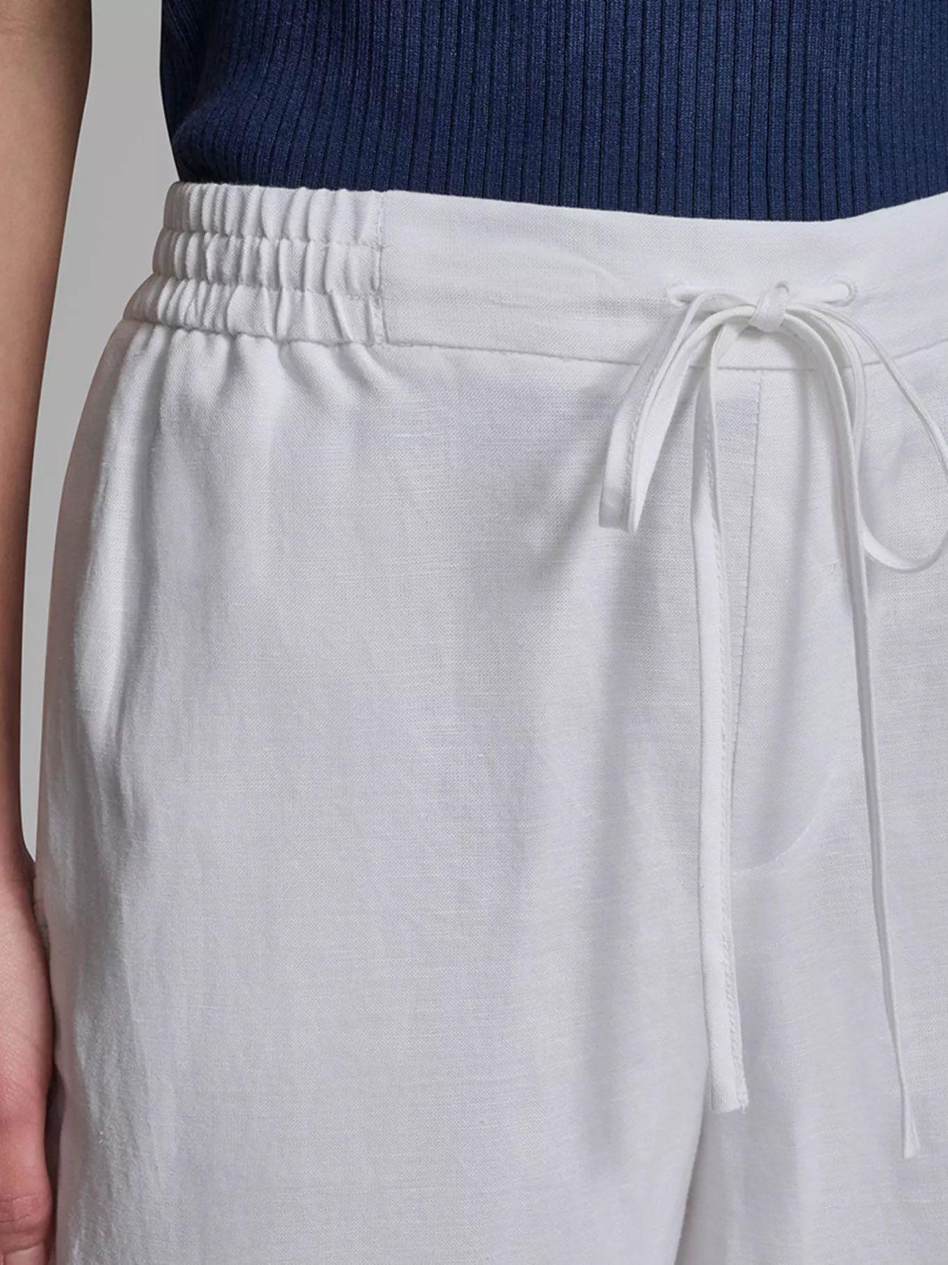 Pantalón de lino con cordón Negro Karl Lagerfeld-4