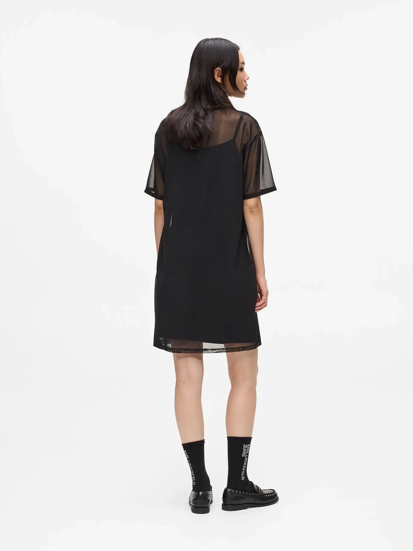 Vestido jersey de paneles de malla Negro Karl Lagerfeld-1