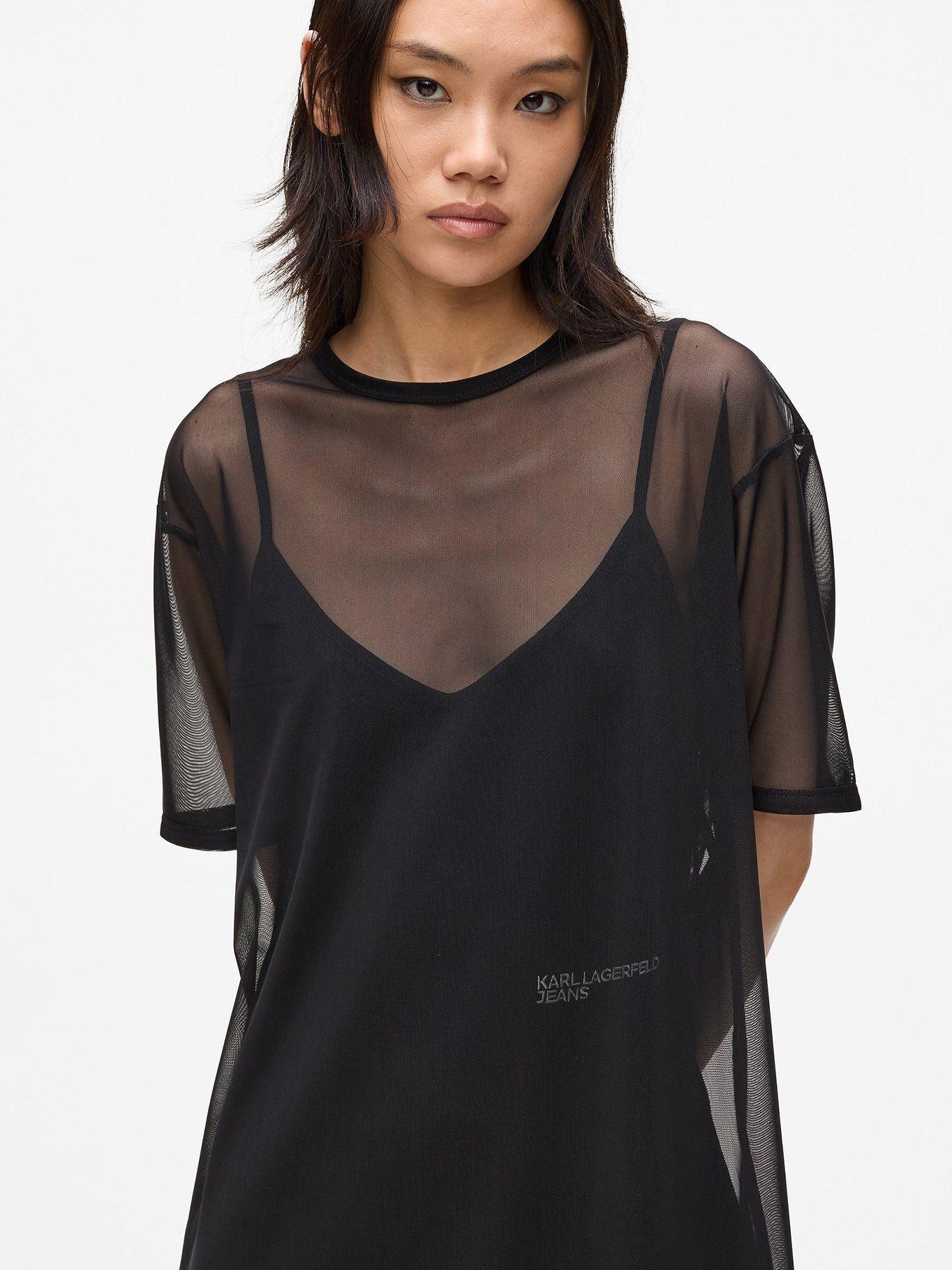 Vestido jersey de paneles de malla Negro Karl Lagerfeld-2