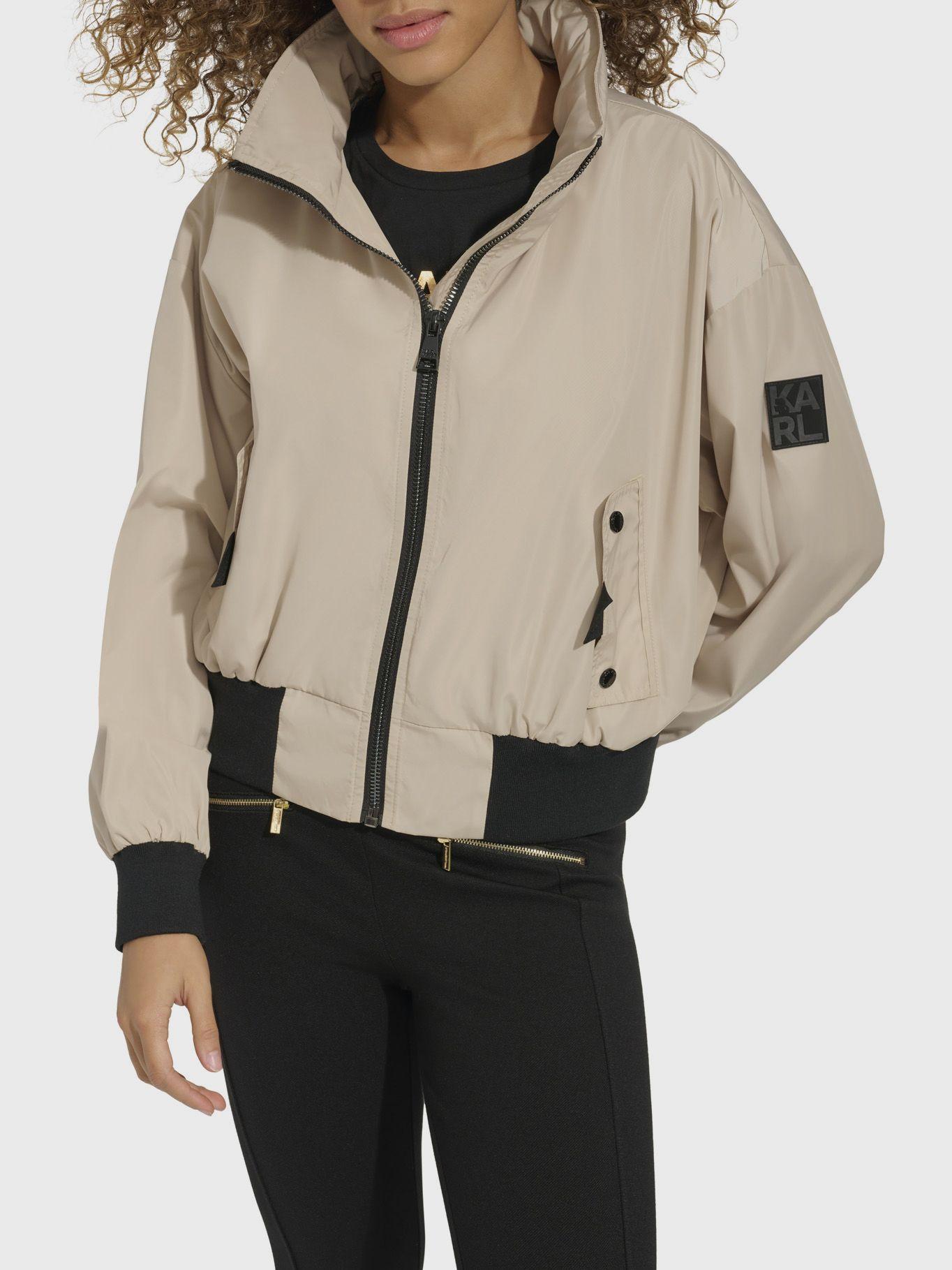 Chaqueta bomber y cuello con logo Beige Karl Lagerfeld-0