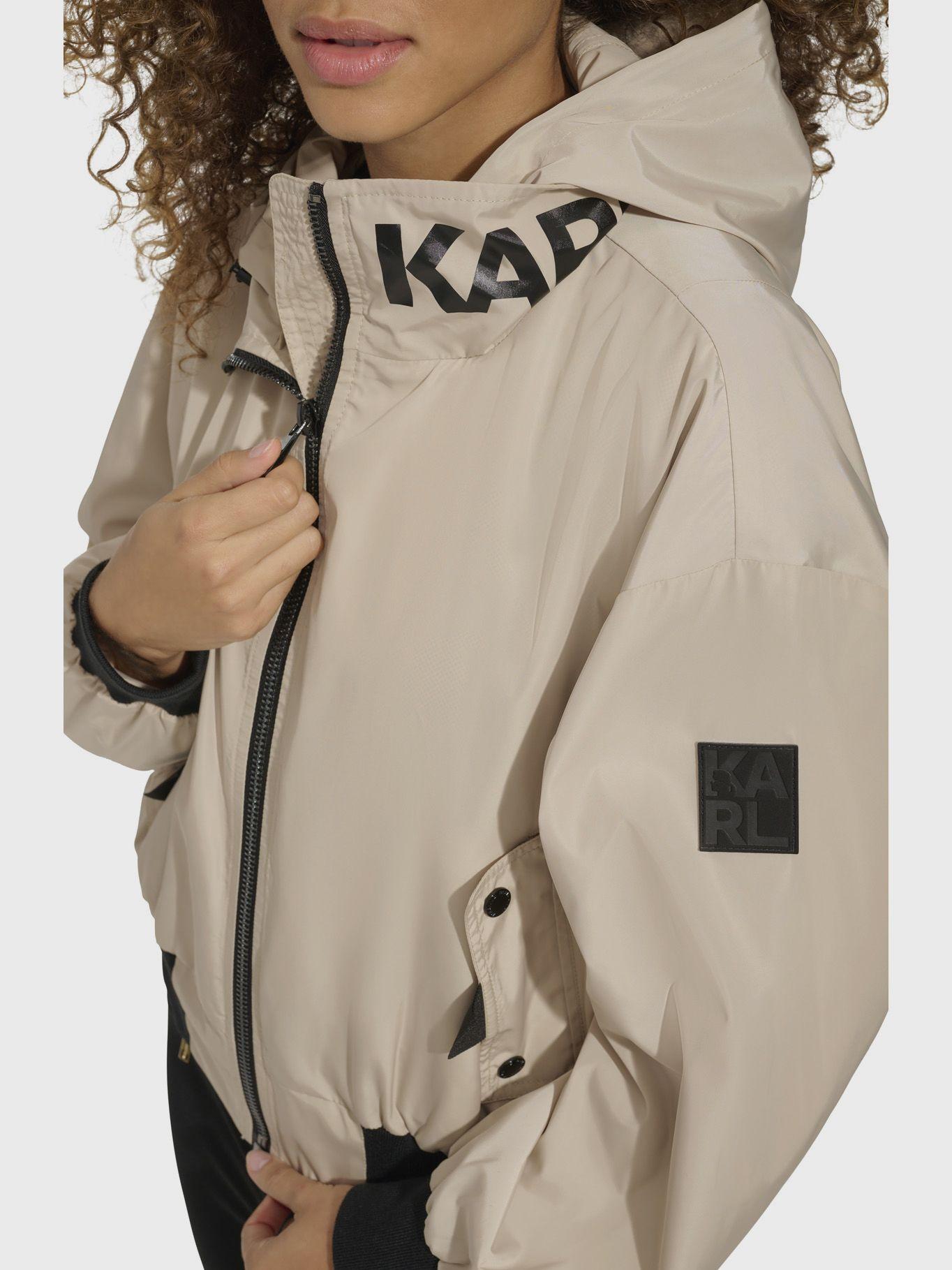 Chaqueta bomber y cuello con logo Beige Karl Lagerfeld-3