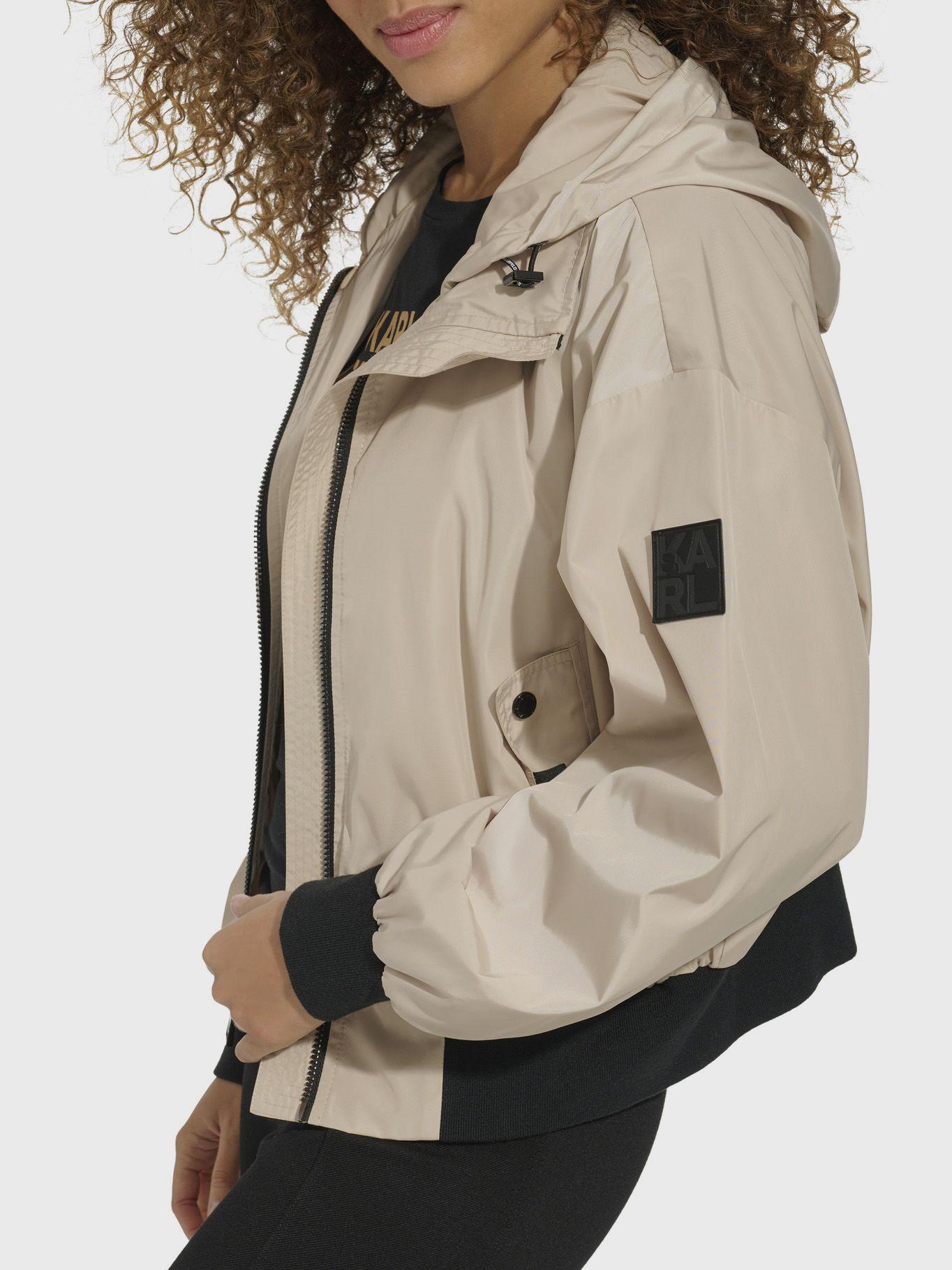Chaqueta bomber y cuello con logo Beige Karl Lagerfeld-4