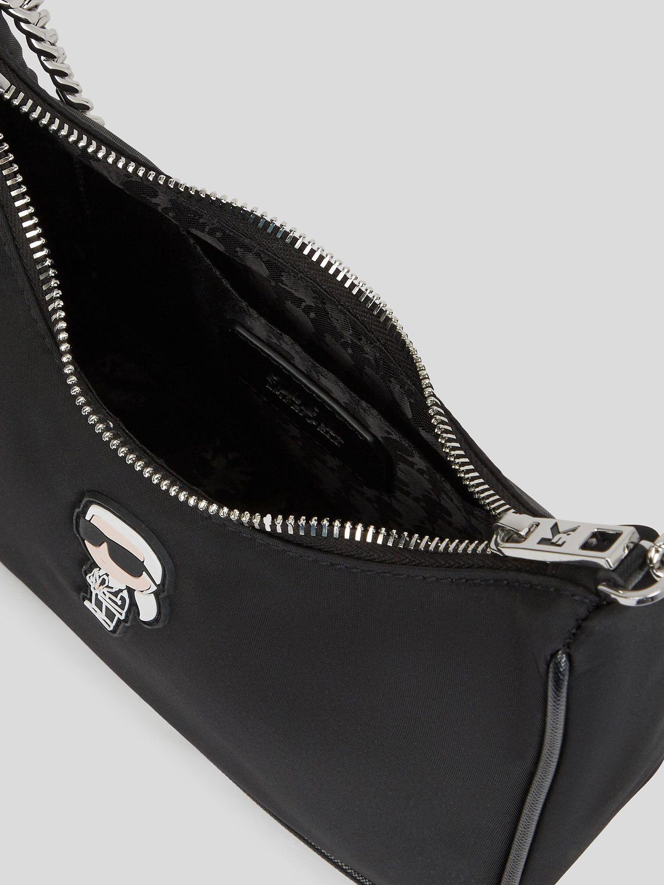 Cartera de hombro de nailon con aplique Ikon Negro-2