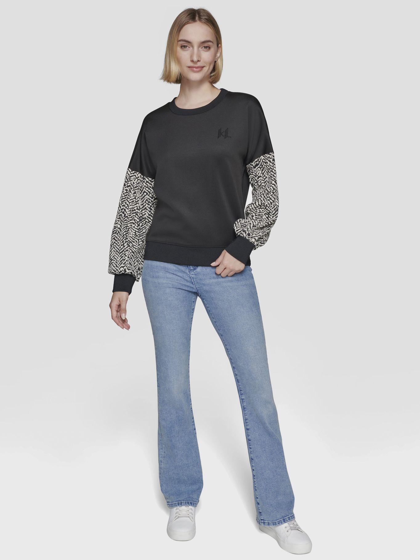 Sweater de punto con mangas en contraste-1