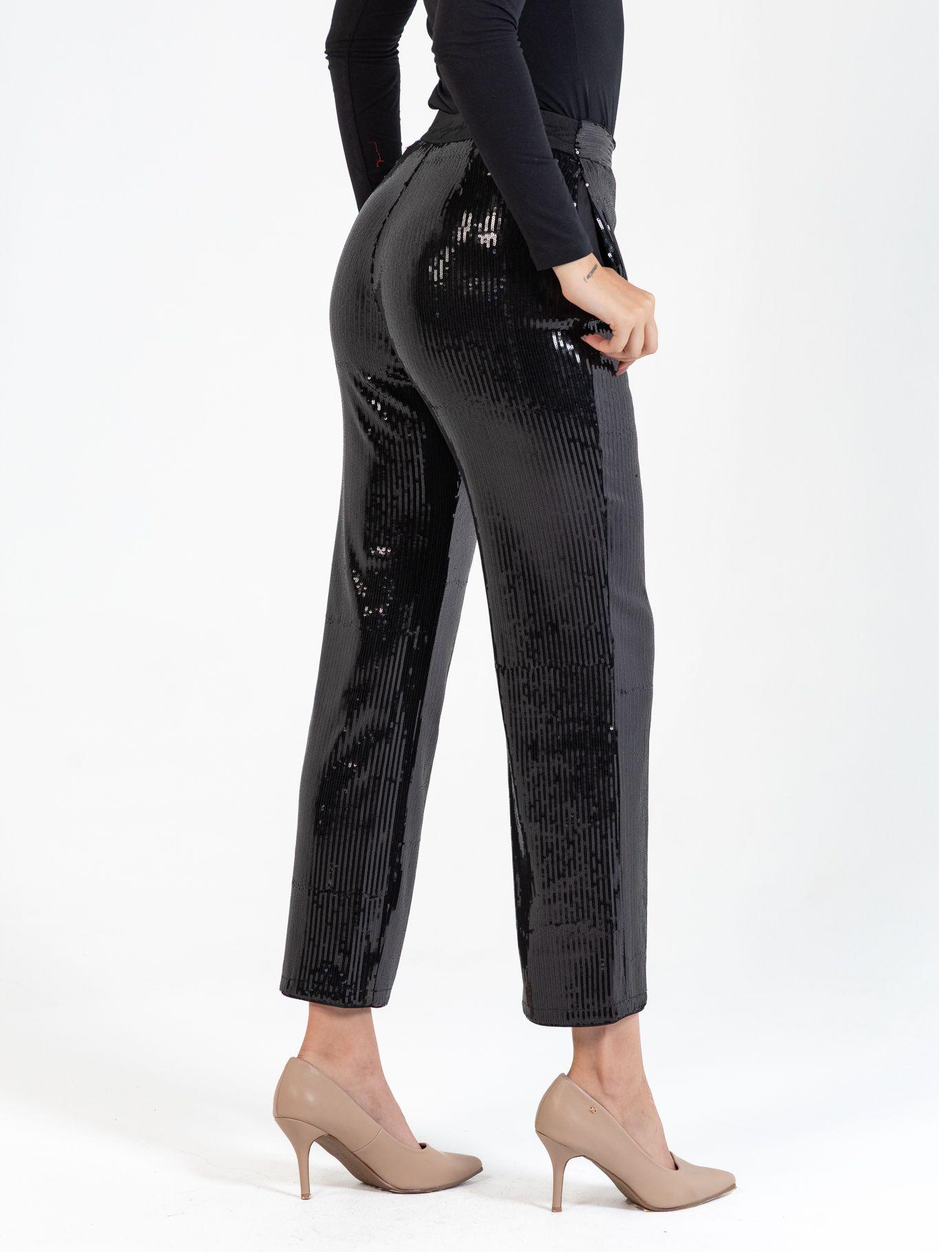 Pantalón recto con lentejuelas Negro Karl Lagerfeld-3