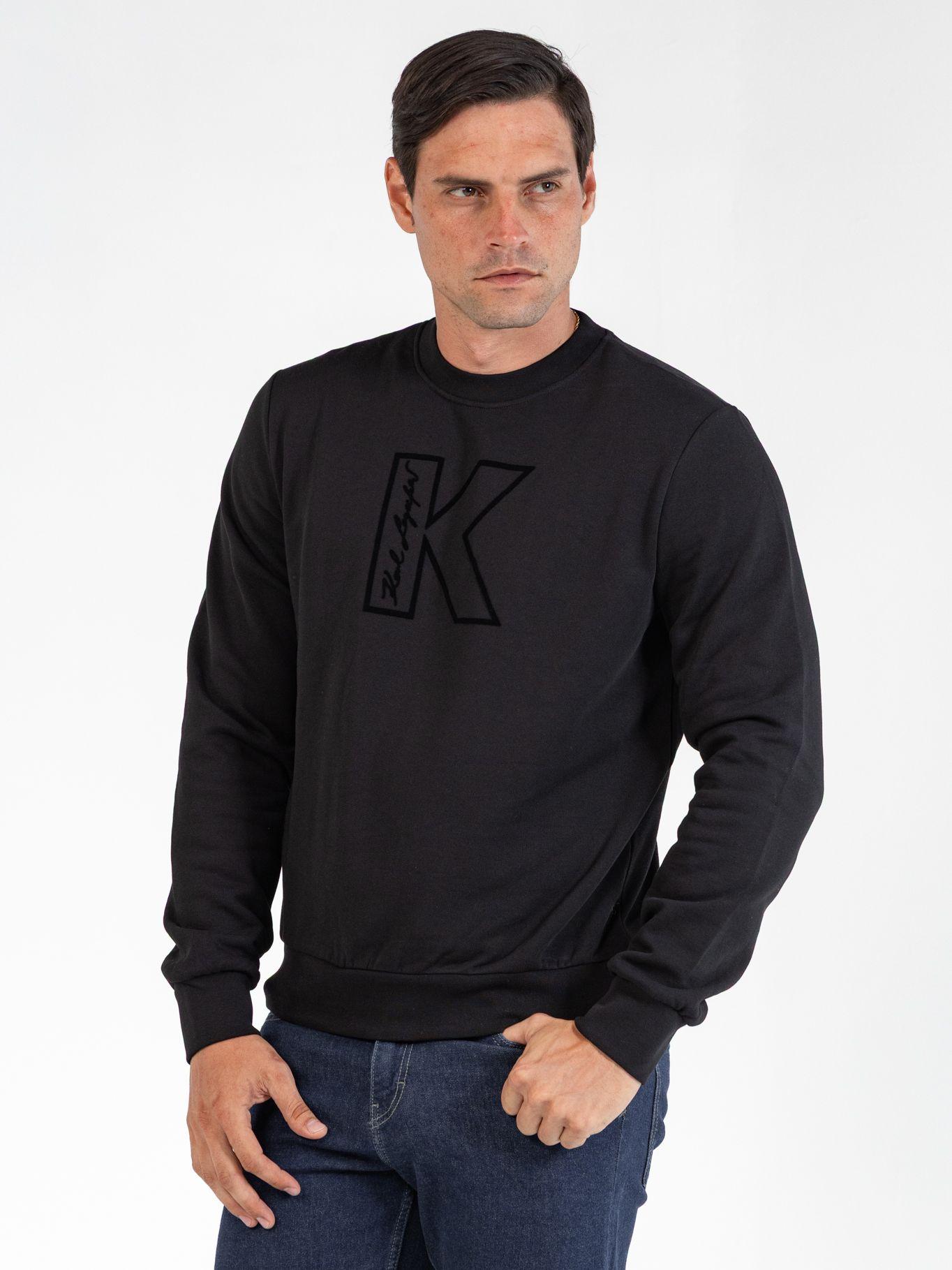 Polerón con estampado de firma Negro Karl Lagerfeld-0