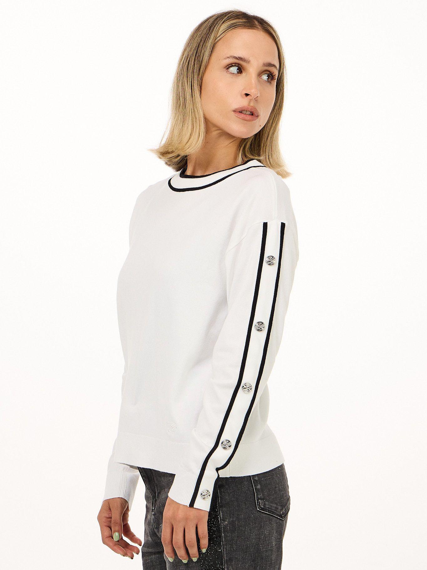 Sweater de manga larga botones Blanco Karl Lagerfeld-4