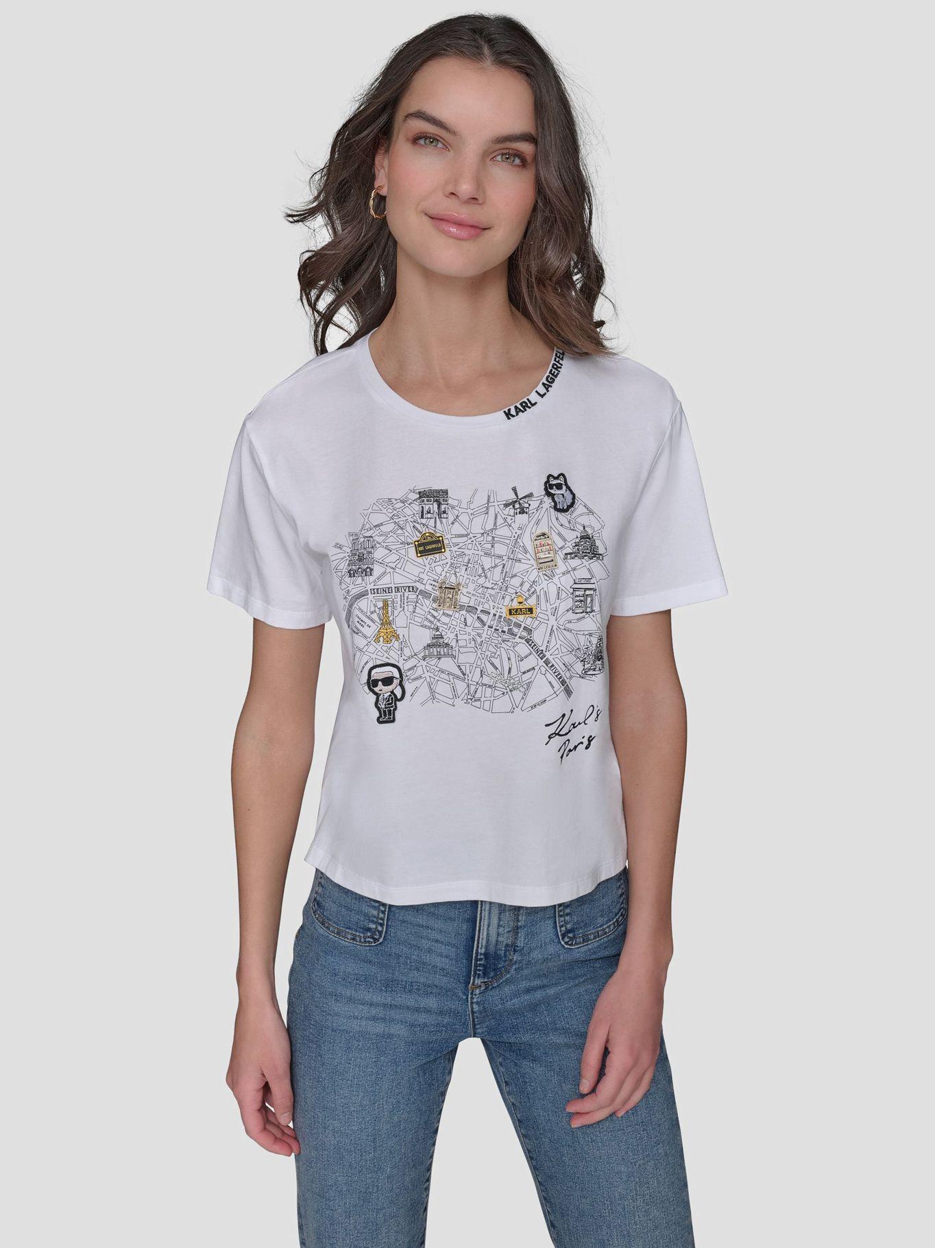 Polera con gráfico de mapa urbano Blanco Karl Lagerfeld-0