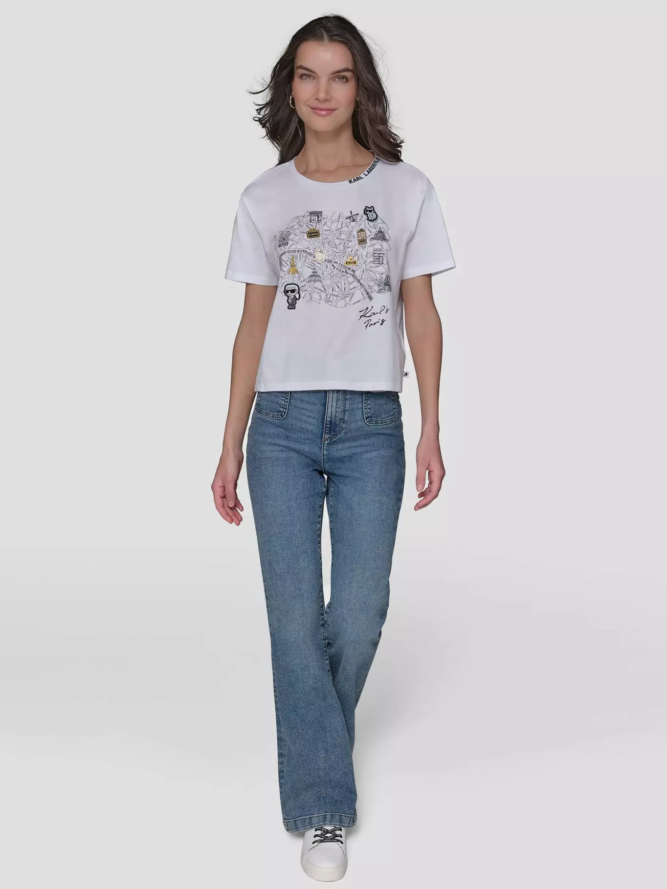 Polera con gráfico de mapa urbano Blanco Karl Lagerfeld-1