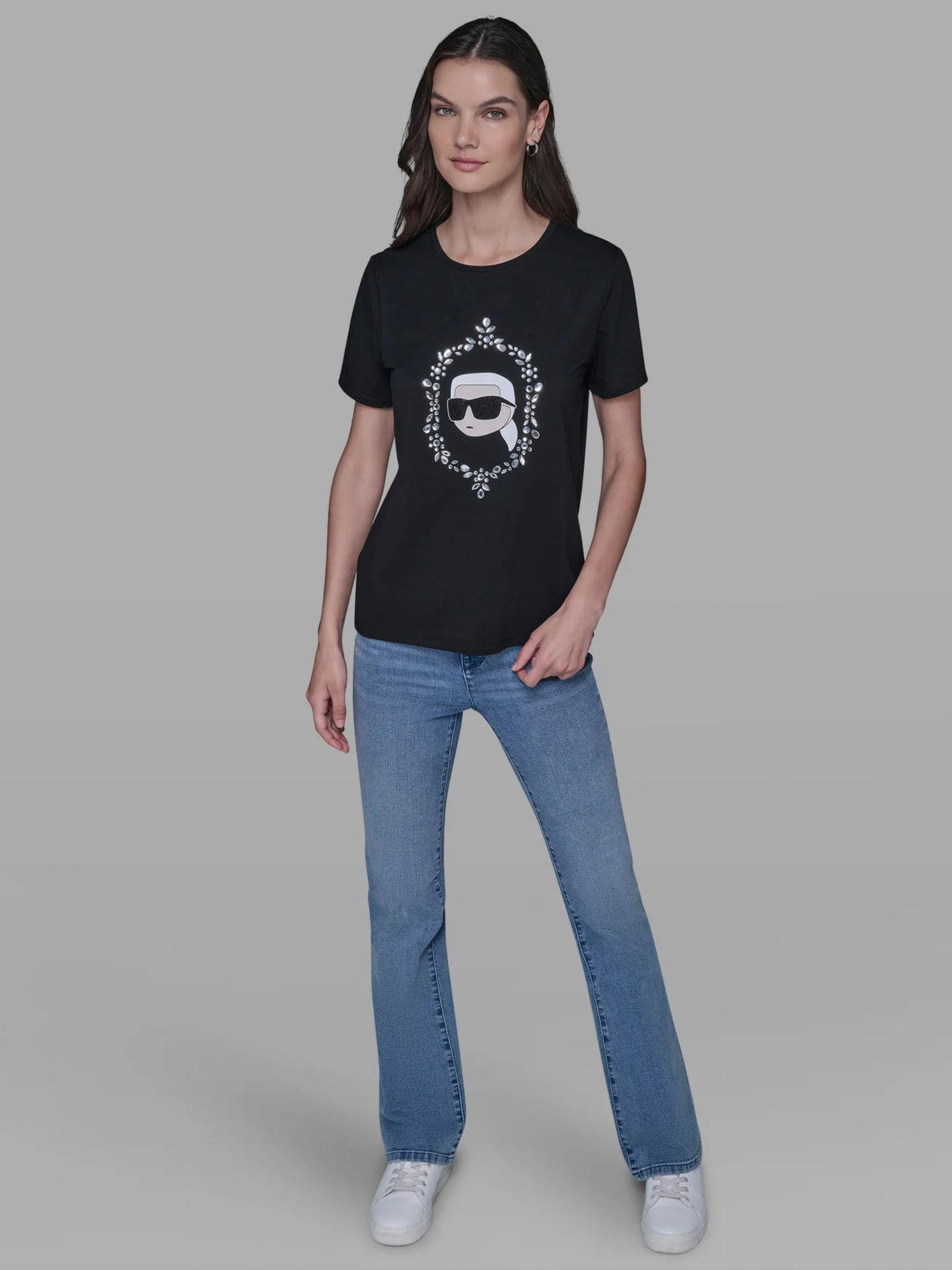 Polera gráfico  en retrato pedrería Negro-1