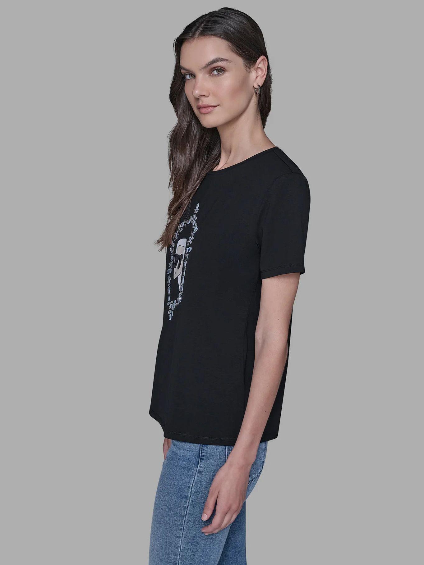 Polera gráfico  en retrato pedrería Negro-3