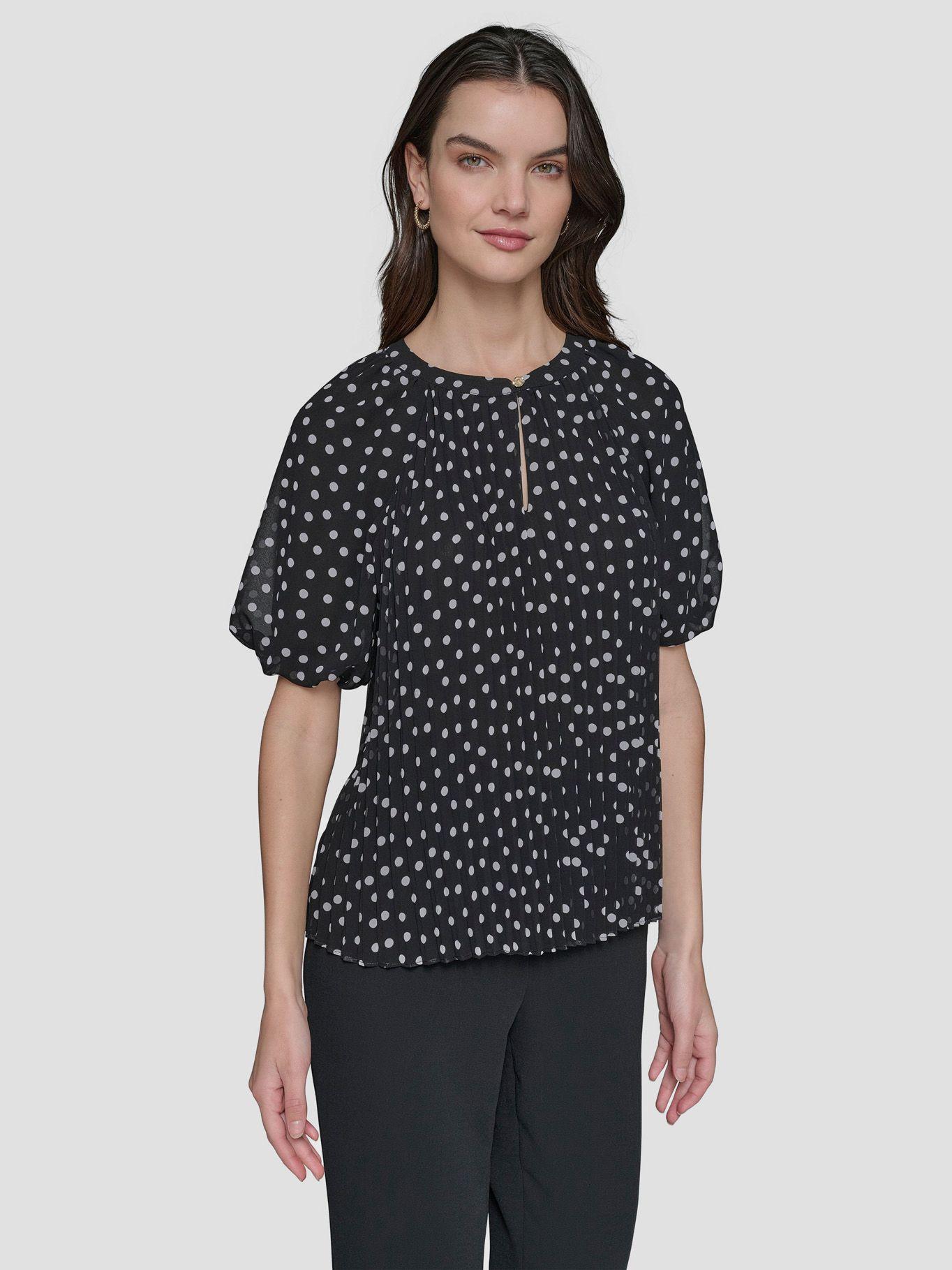 Blusa chiffon con pliegues-0