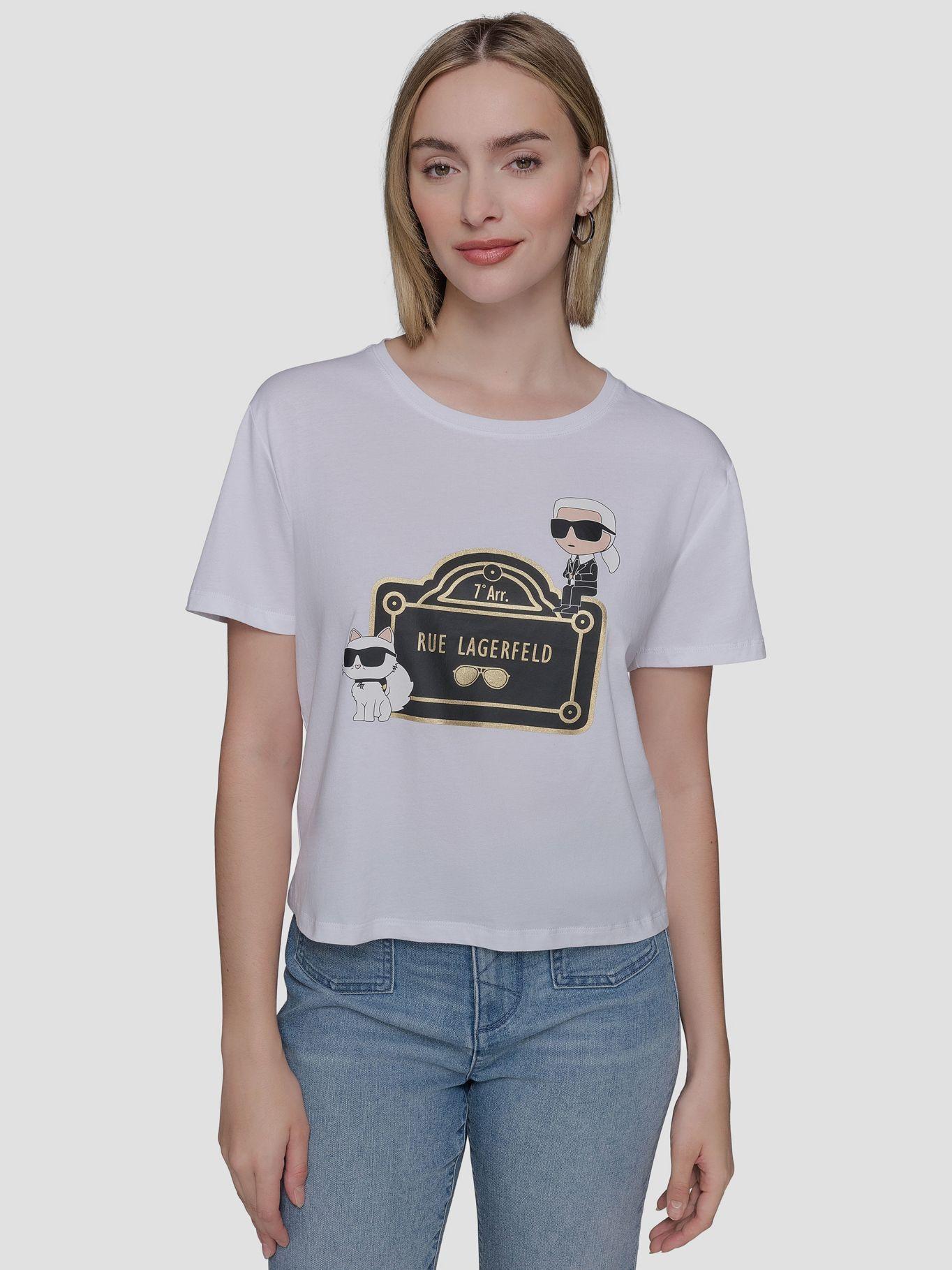 Polera crop estampado R Lagerfeld Blanco Karl Lagerfeld-0