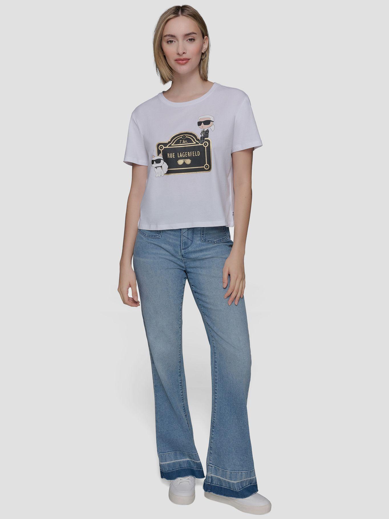 Polera crop estampado R Lagerfeld Blanco Karl Lagerfeld-1