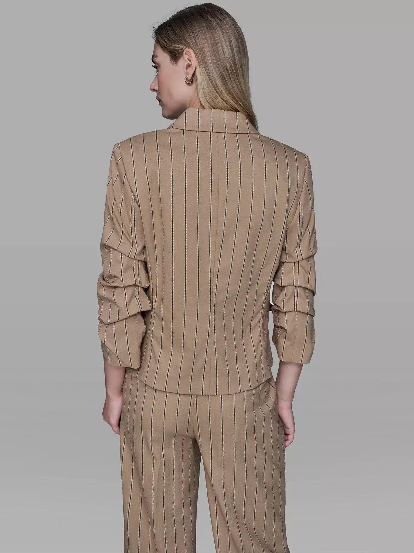 Blazer rayas con mangas fruncidas Beige Karl Lagerfeld-2