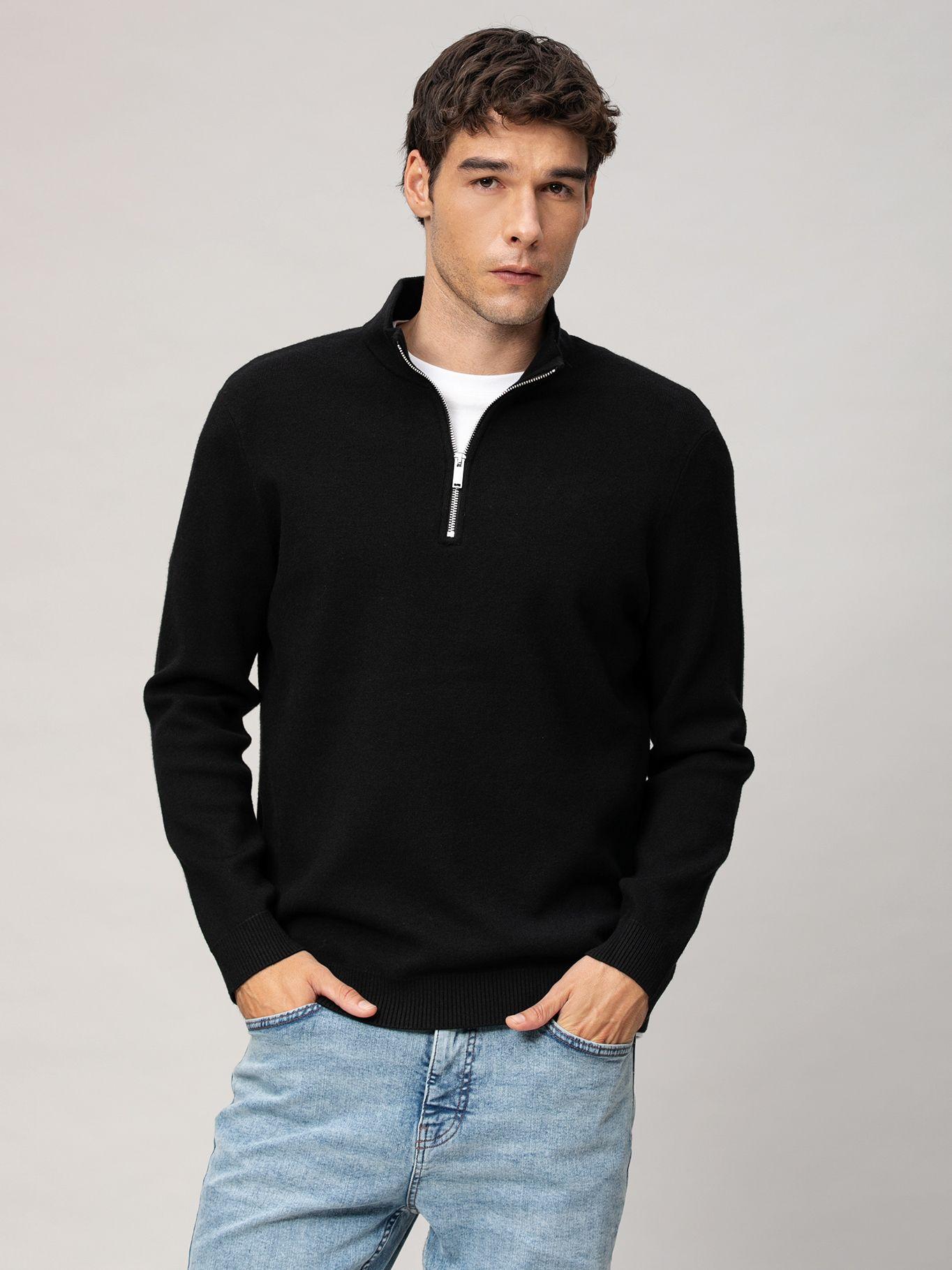 Sweater con cierre de un cuarto Negro Karl Lagerfeld-0