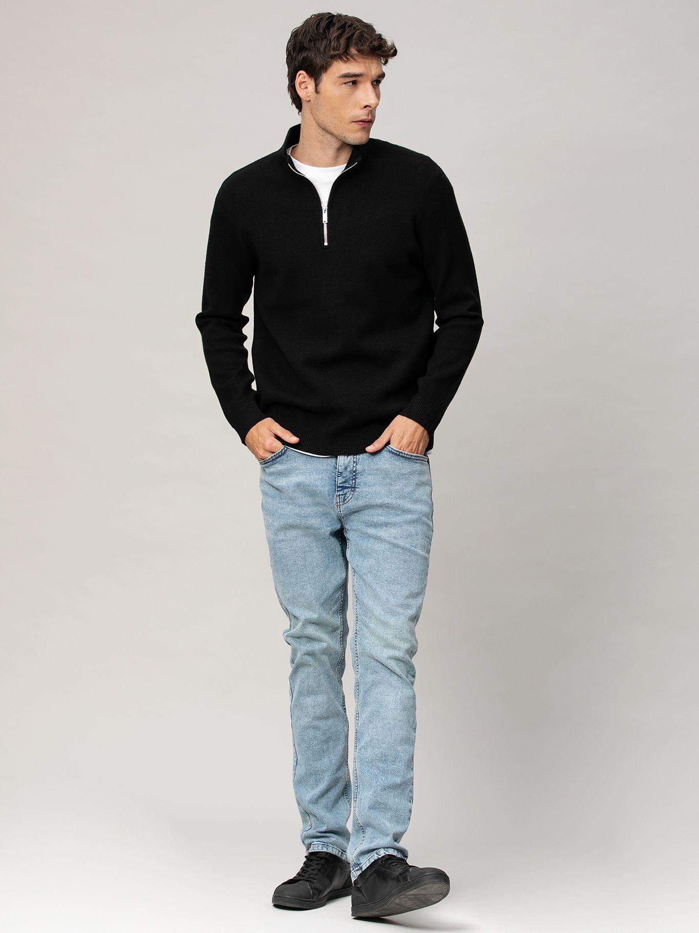 Sweater con cierre de un cuarto Negro Karl Lagerfeld-1