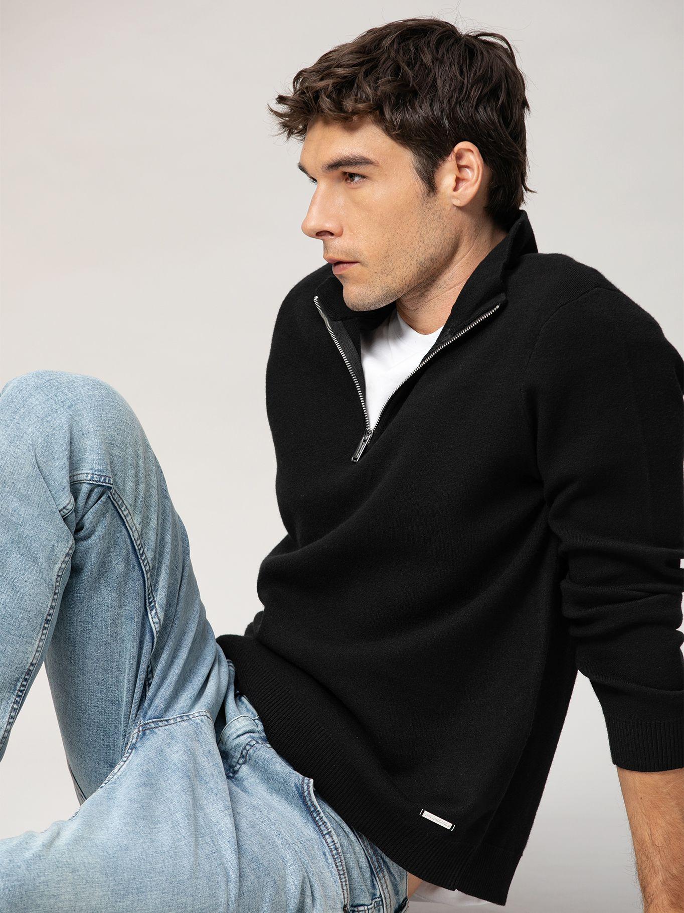 Sweater con cierre de un cuarto Negro Karl Lagerfeld-3