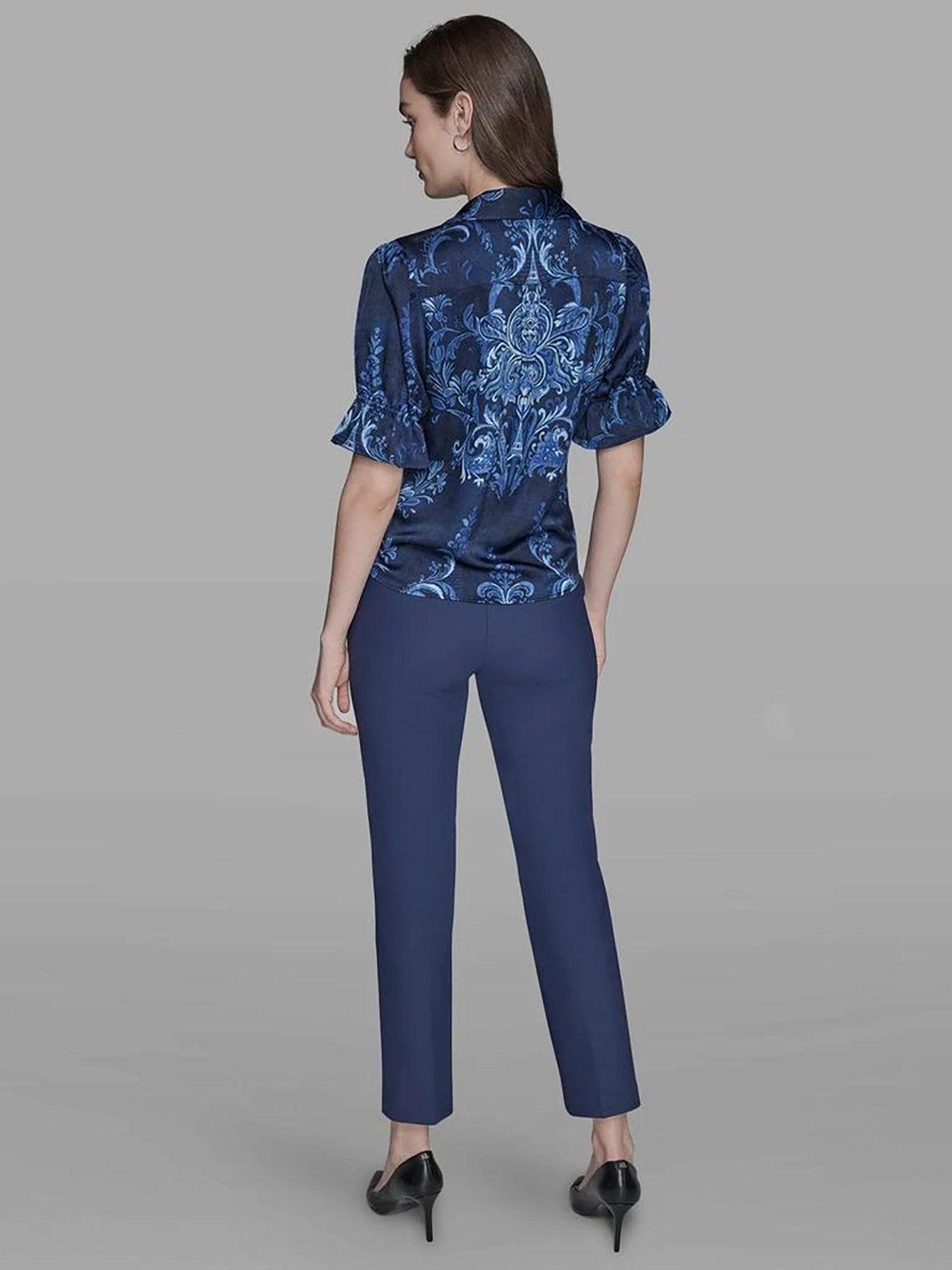 Camisa estampada de manga corta con botones Azul Karl-2