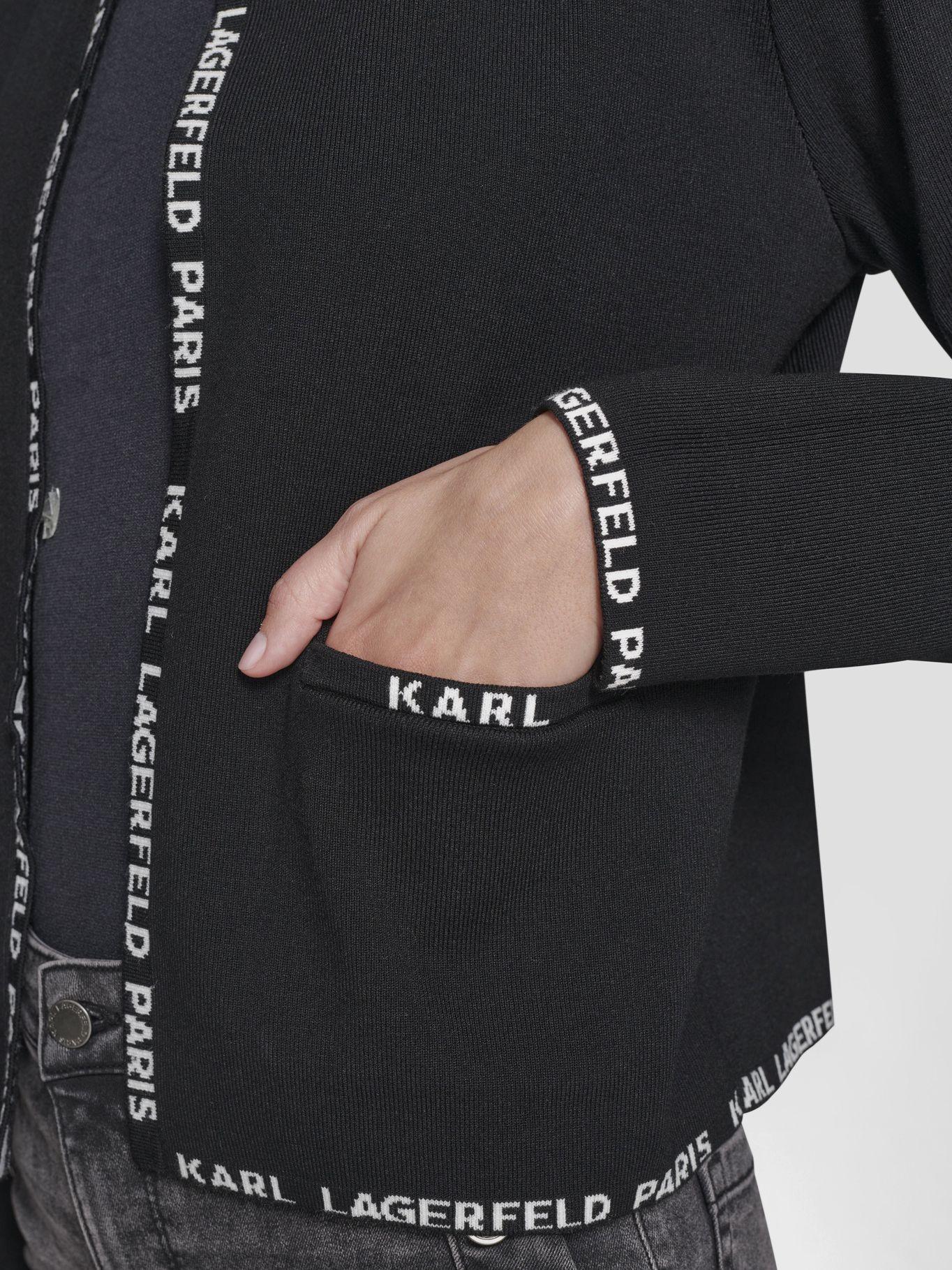 Sweater cárdigan con ribetes de logotipo-4