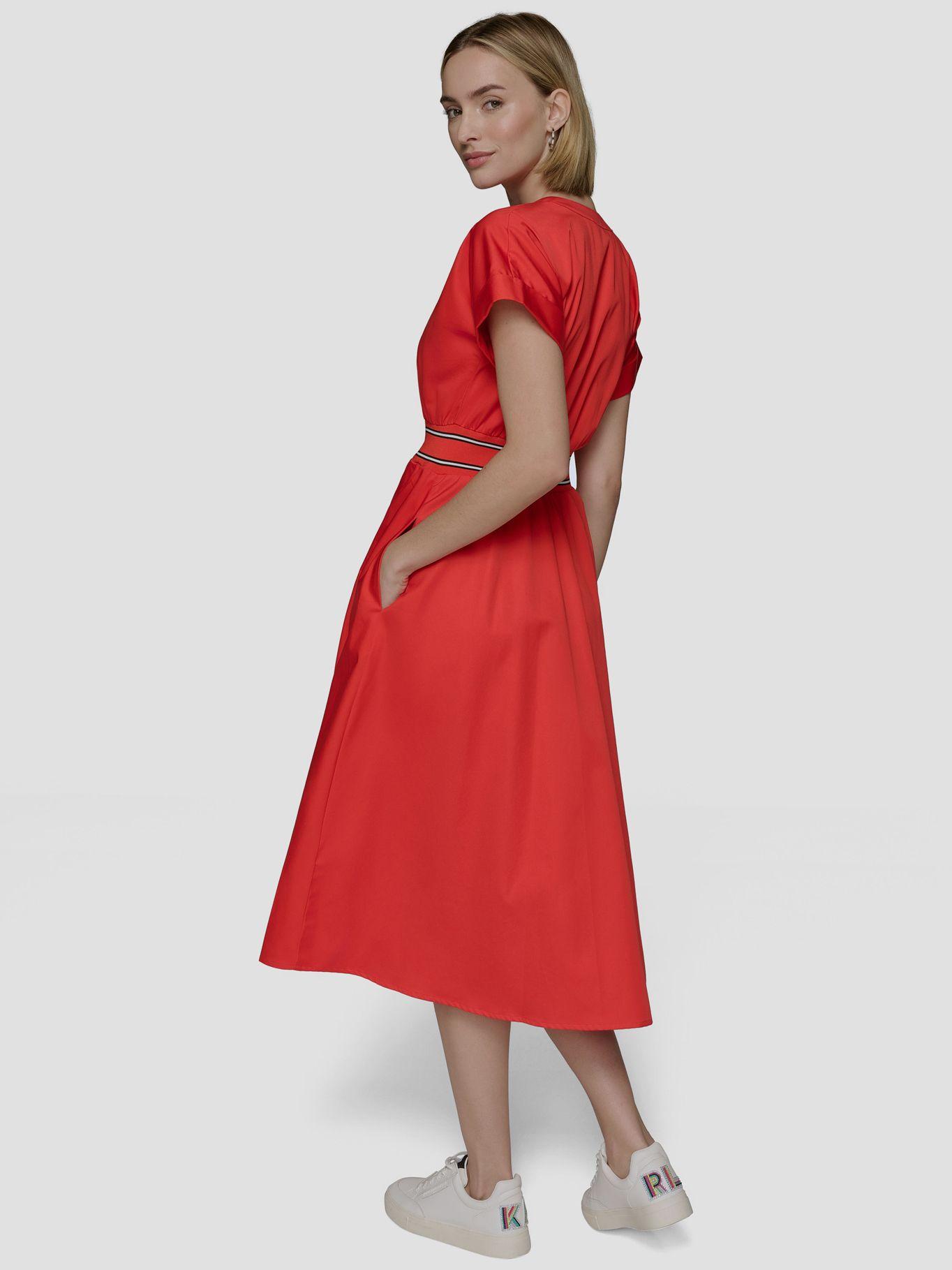 Vestido midi con escote en V Rojo Karl Lagerfeld-1