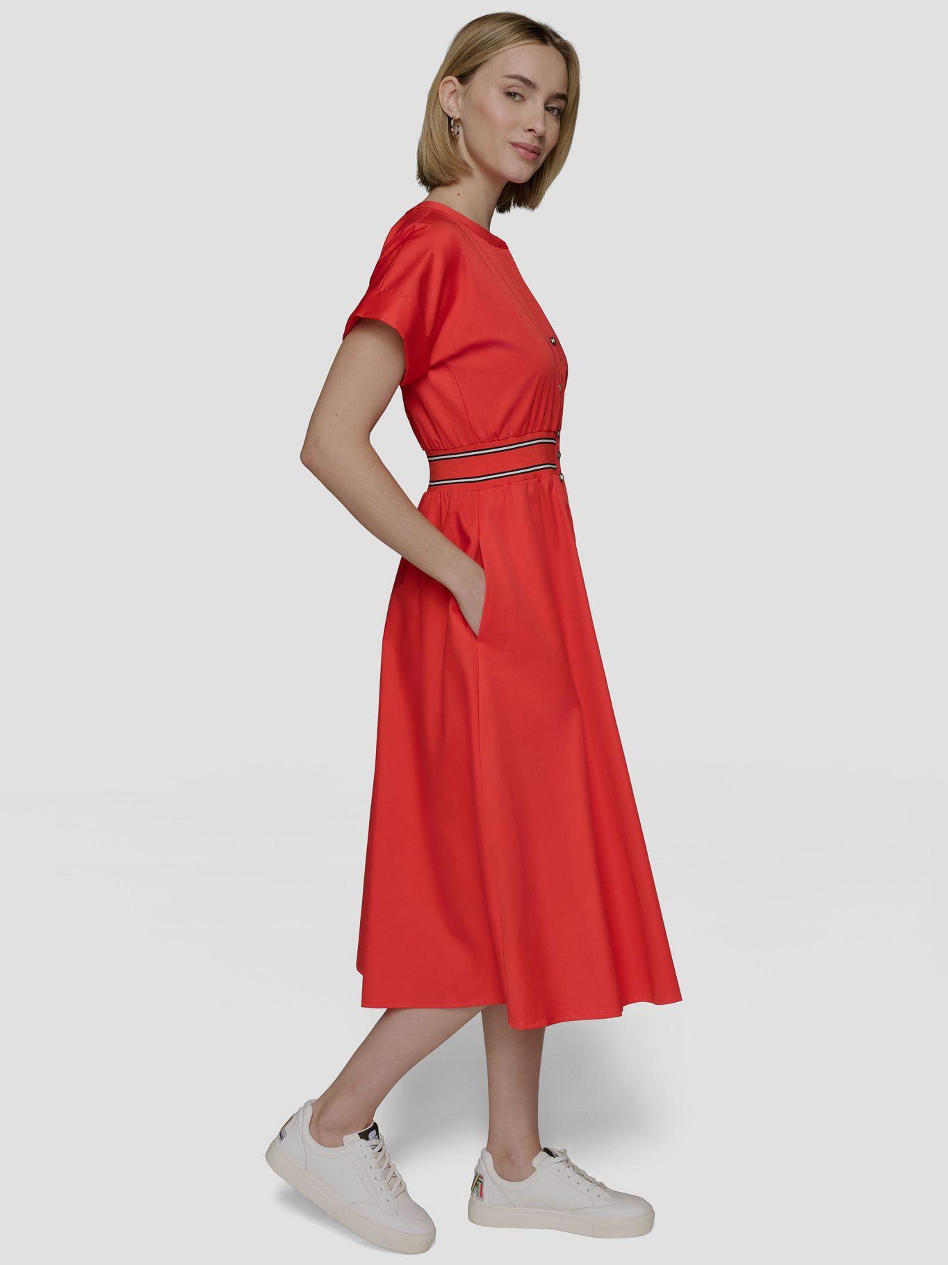 Vestido midi con escote en V Rojo Karl Lagerfeld-2