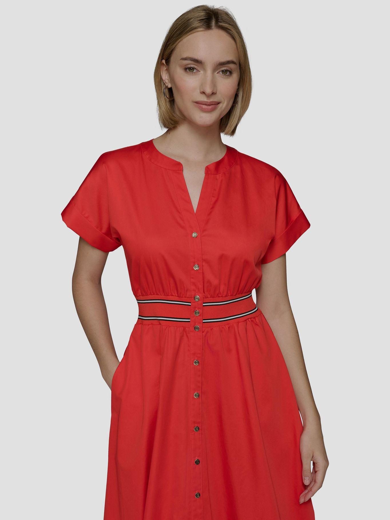 Vestido midi con escote en V Rojo Karl Lagerfeld-5