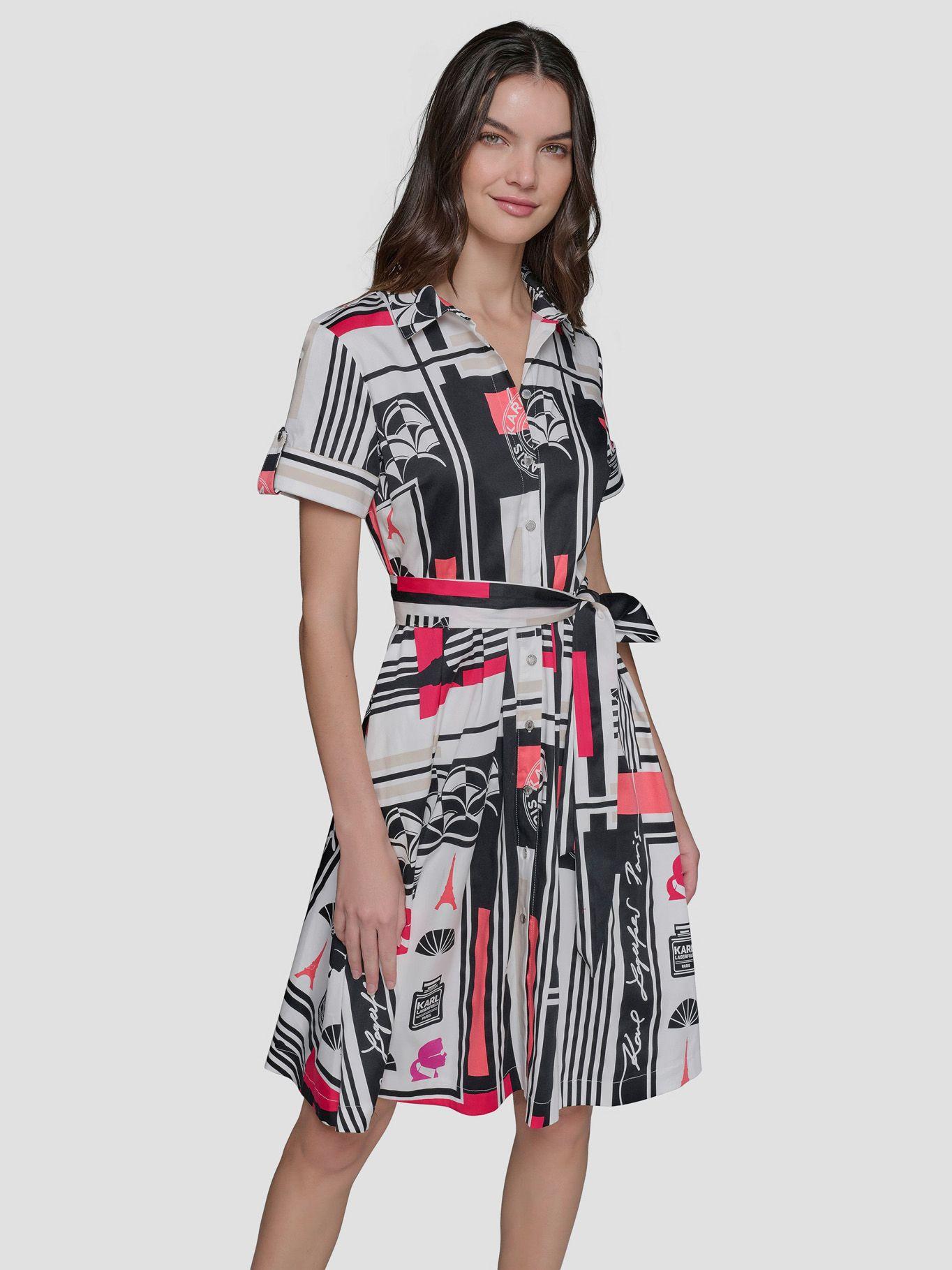 Vestido estampado de mangas cortas-0