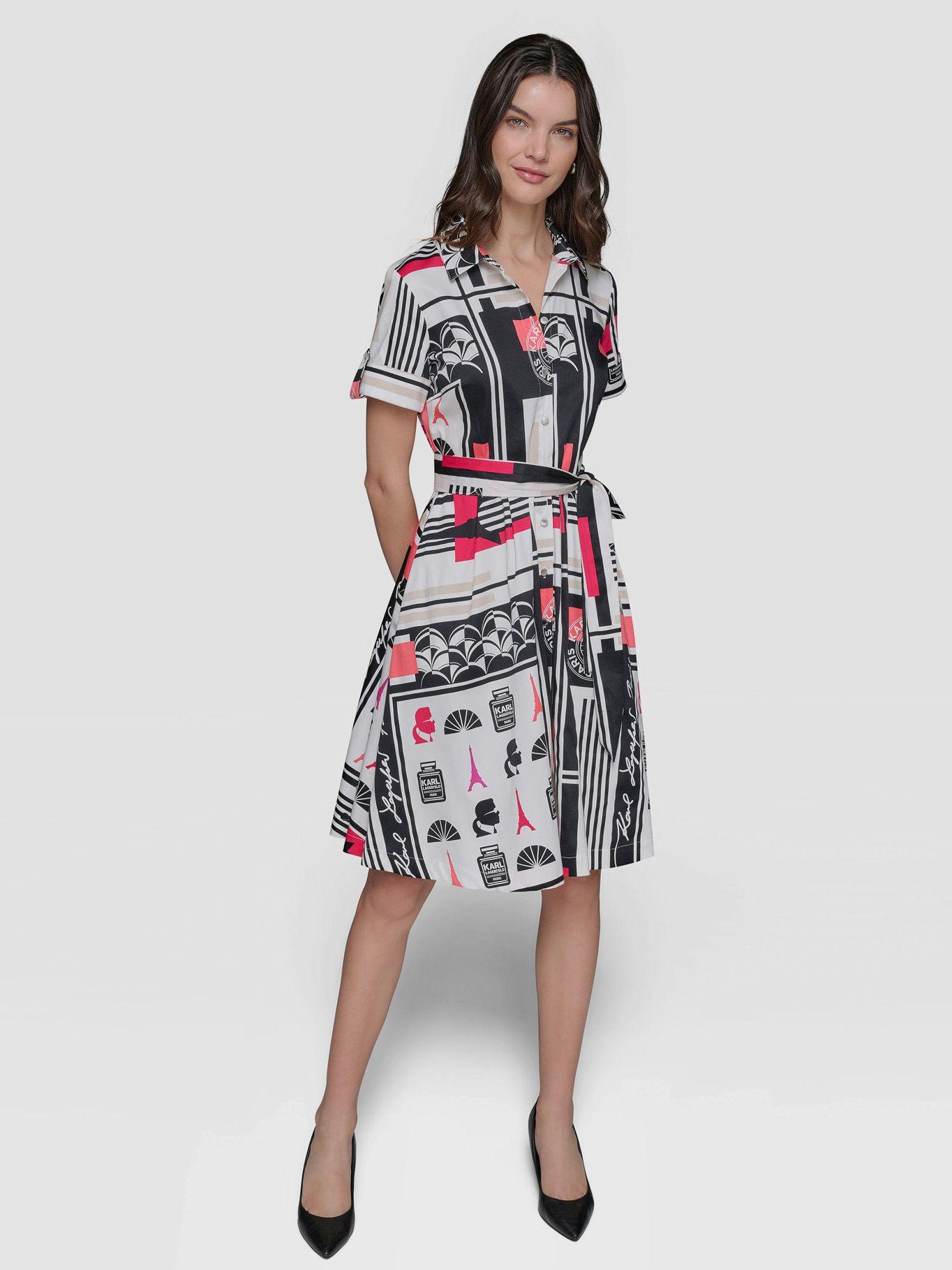 Vestido estampado de mangas cortas-1