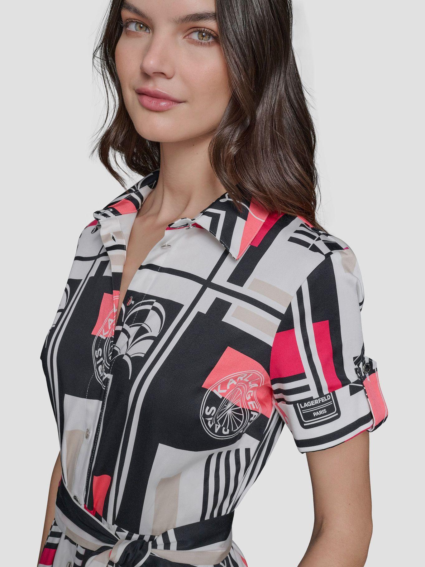 Vestido estampado de mangas cortas-4