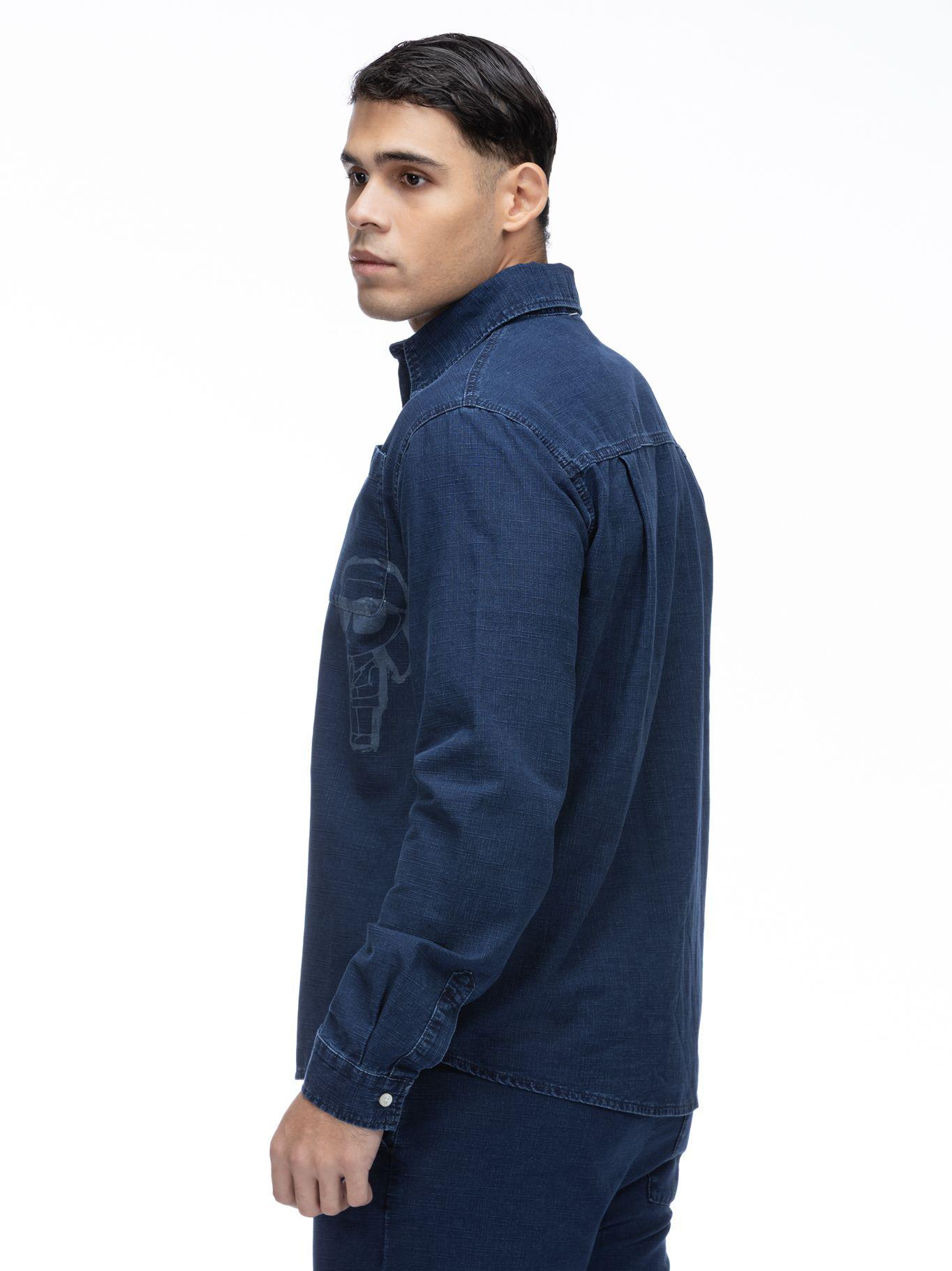 Camisa de manga larga Ikon chambray Azul Karl Lagerfeld-3