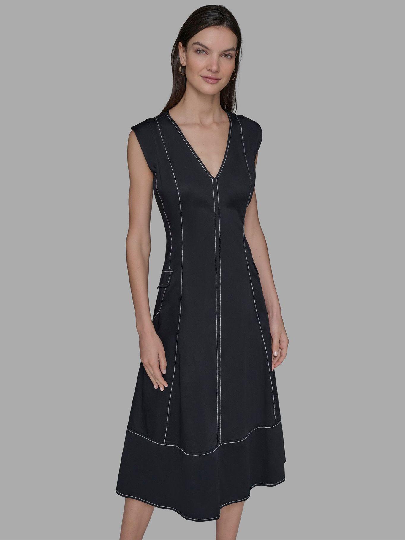 Vestido midi de manga corta Negro Karl Lagerfeld-0