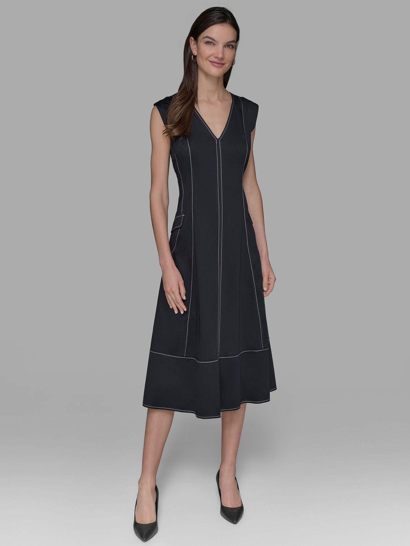 Vestido midi de manga corta Negro Karl Lagerfeld-1