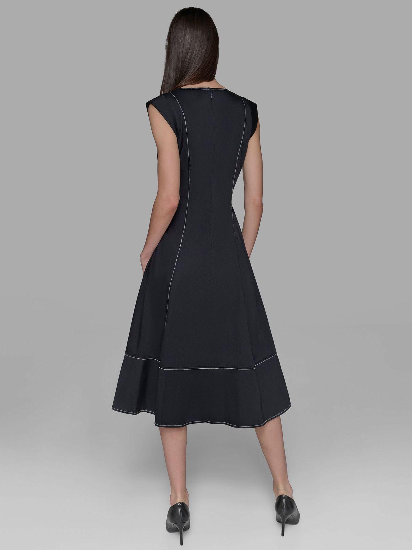 Vestido midi de manga corta Negro Karl Lagerfeld-2