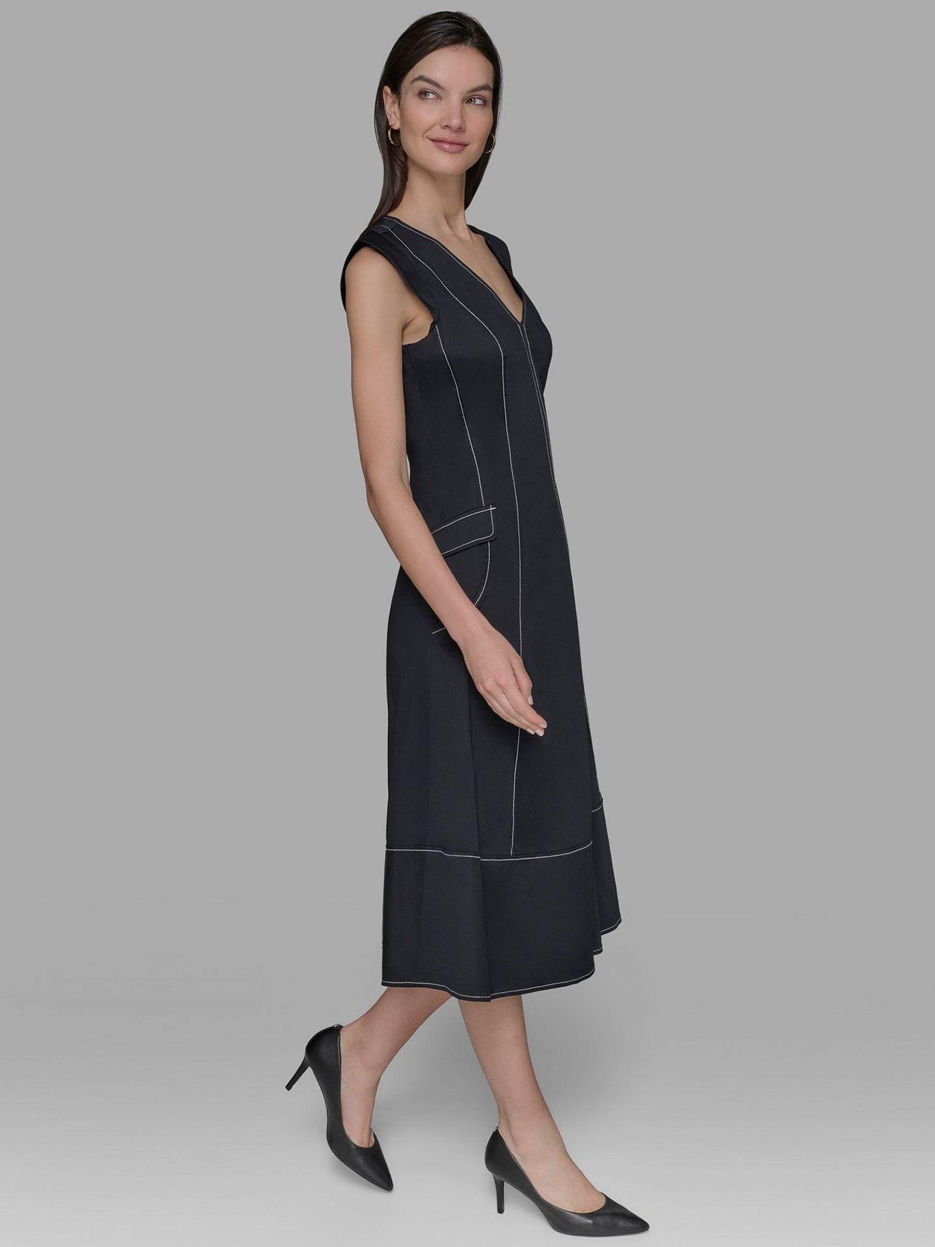 Vestido midi de manga corta Negro Karl Lagerfeld-3