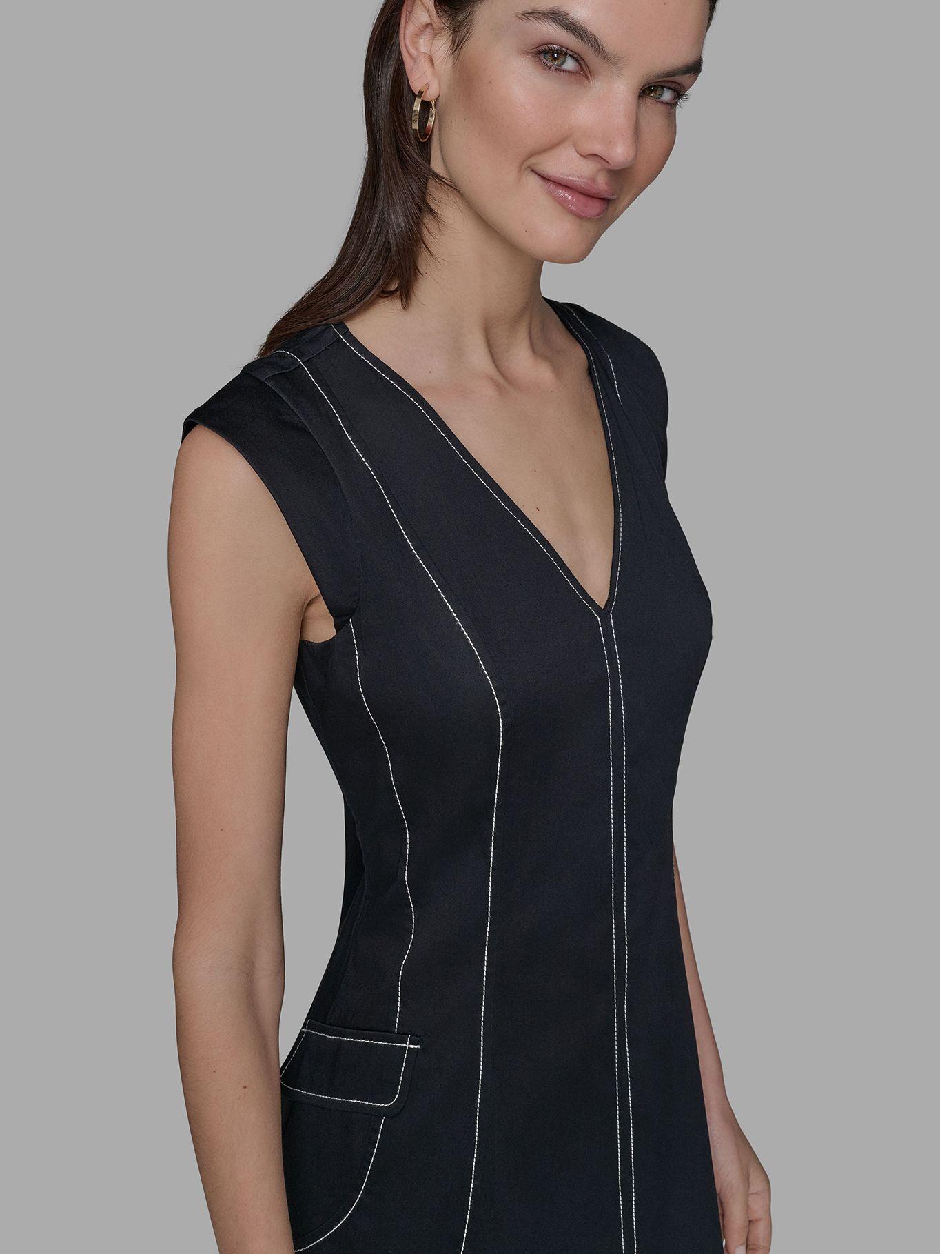 Vestido midi de manga corta Negro Karl Lagerfeld-4