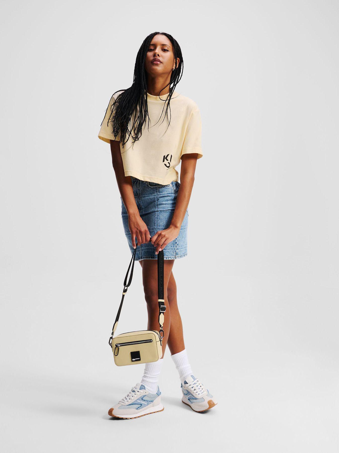 Polera cropped con/ monograma Blanco Karl Lagerfeld-1