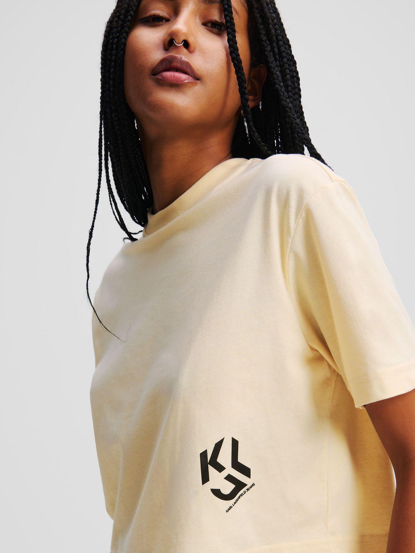 Polera cropped con/ monograma Blanco Karl Lagerfeld-3