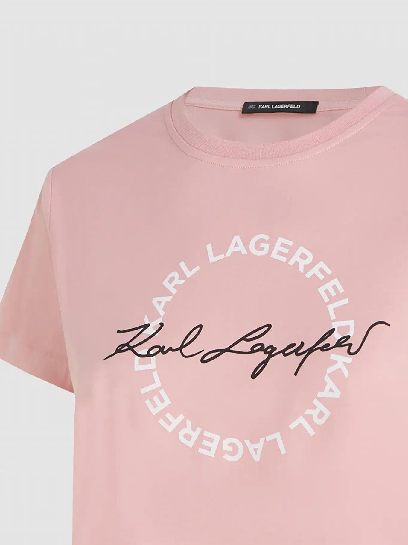 Polera cuello redondo estampado firma  Rosado-1