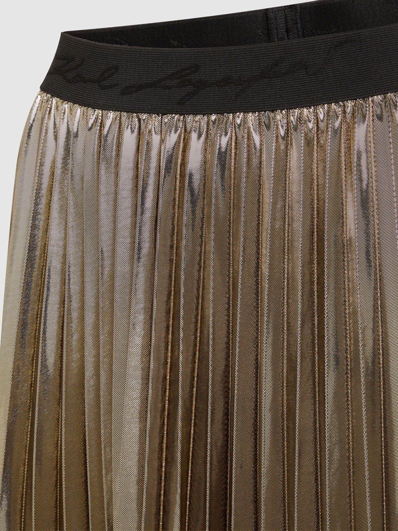 Falda larga plisada con diseño continuo Amarillo Karl-2