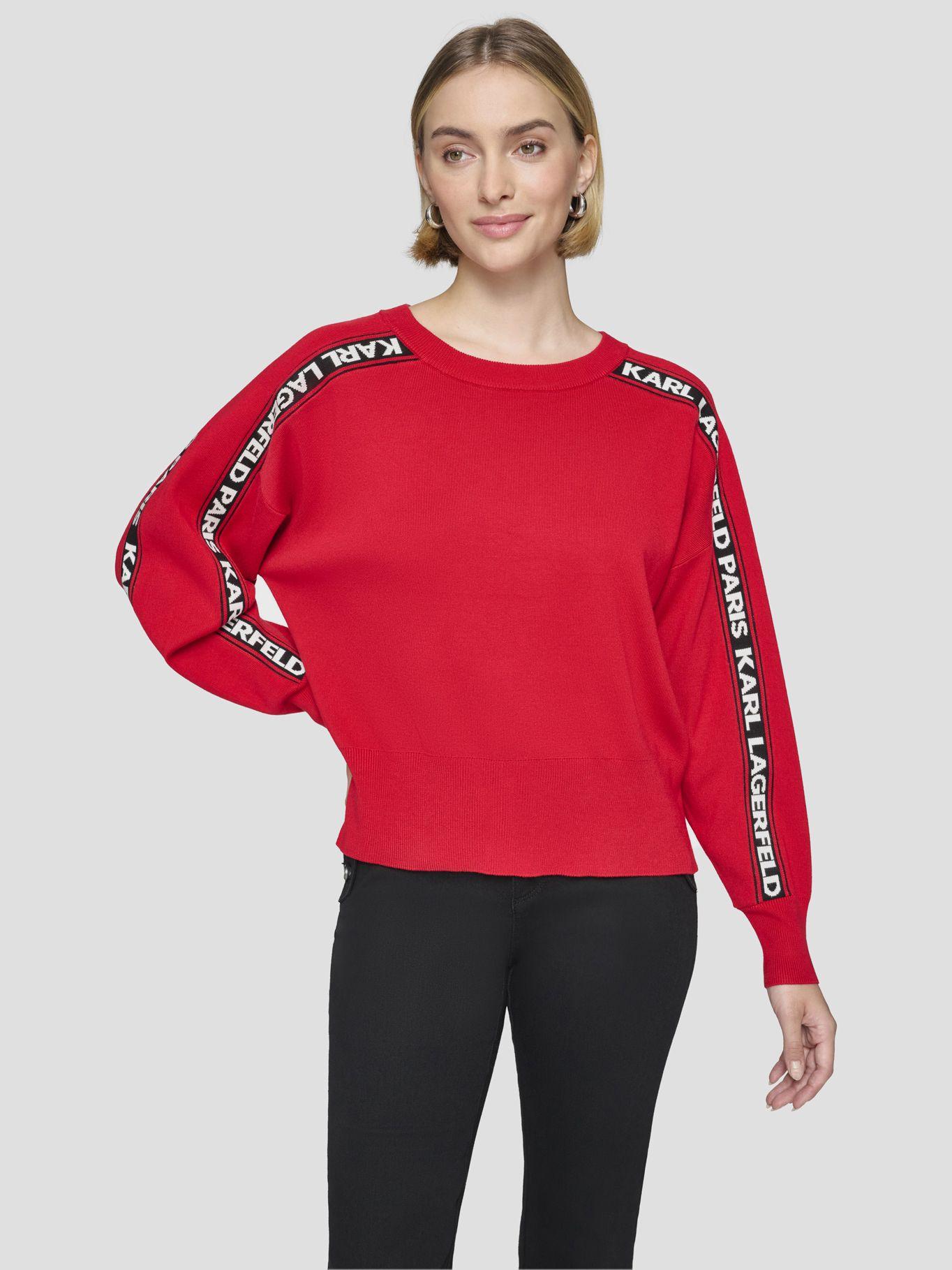 Sweater pullover con logo en las mangas Rojo-0