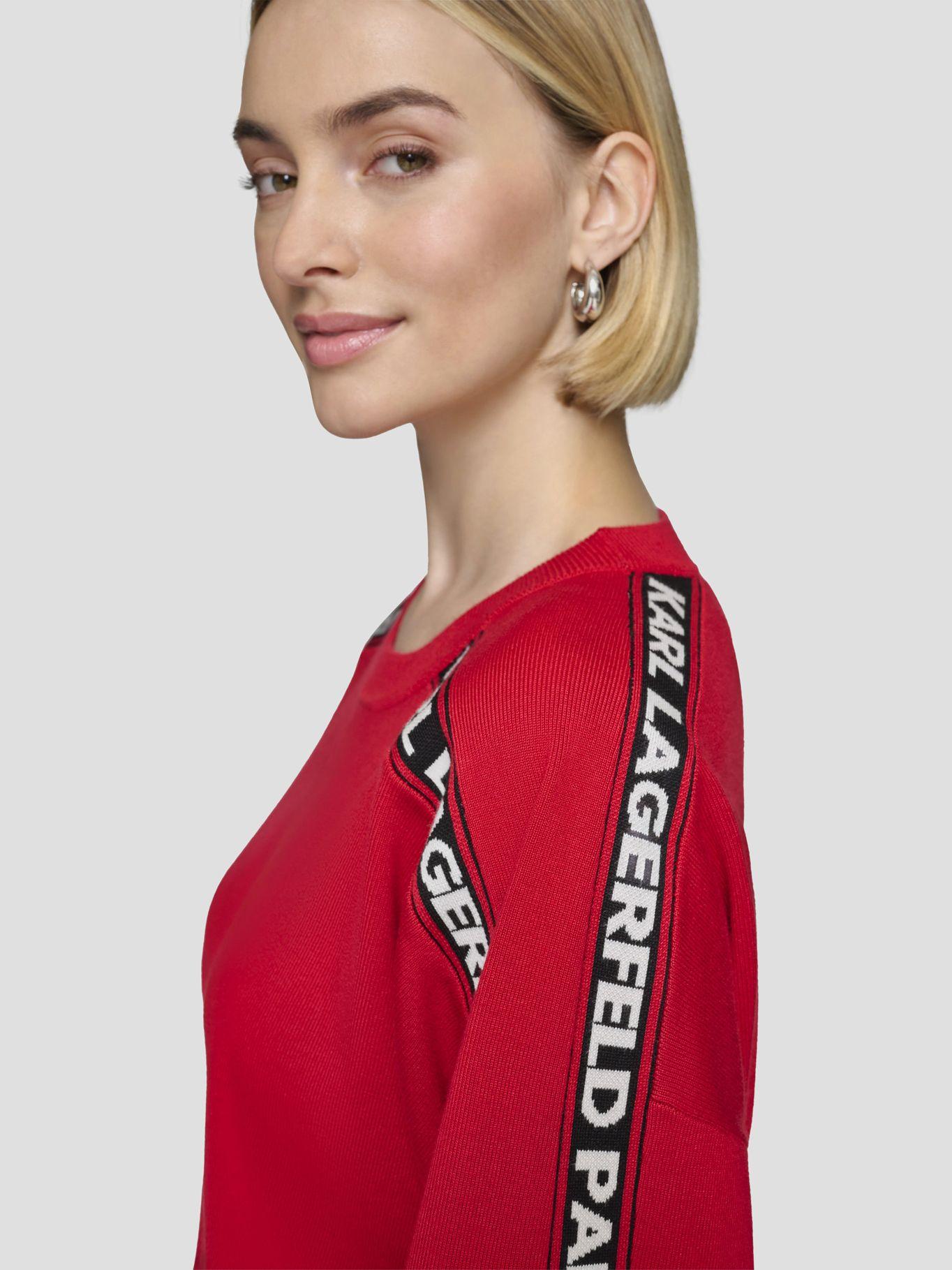 Sweater pullover con logo en las mangas Rojo-5