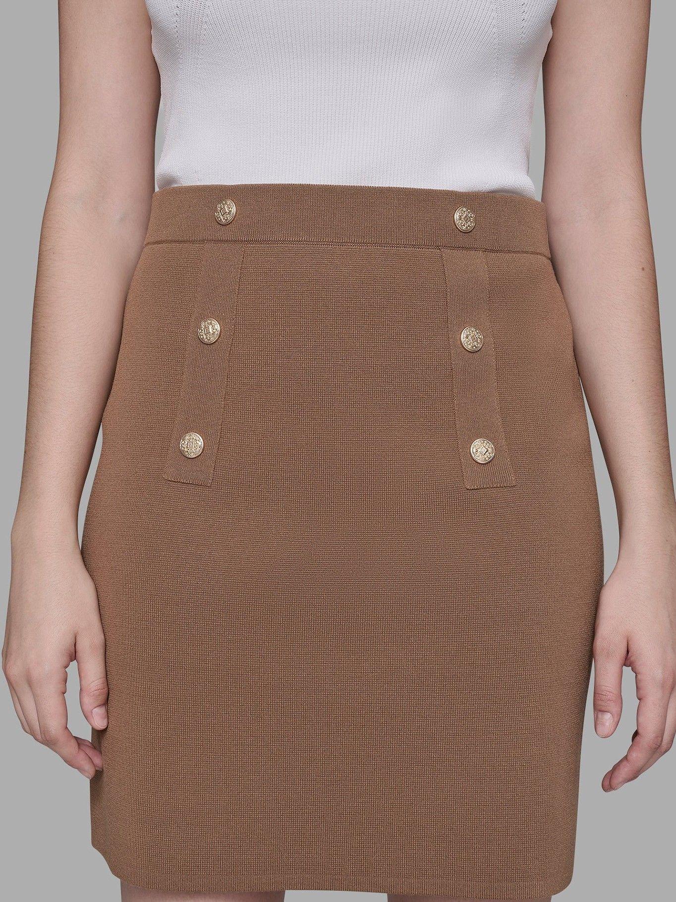 Falda detalles de boton frontales Café Karl Lagerfeld-3