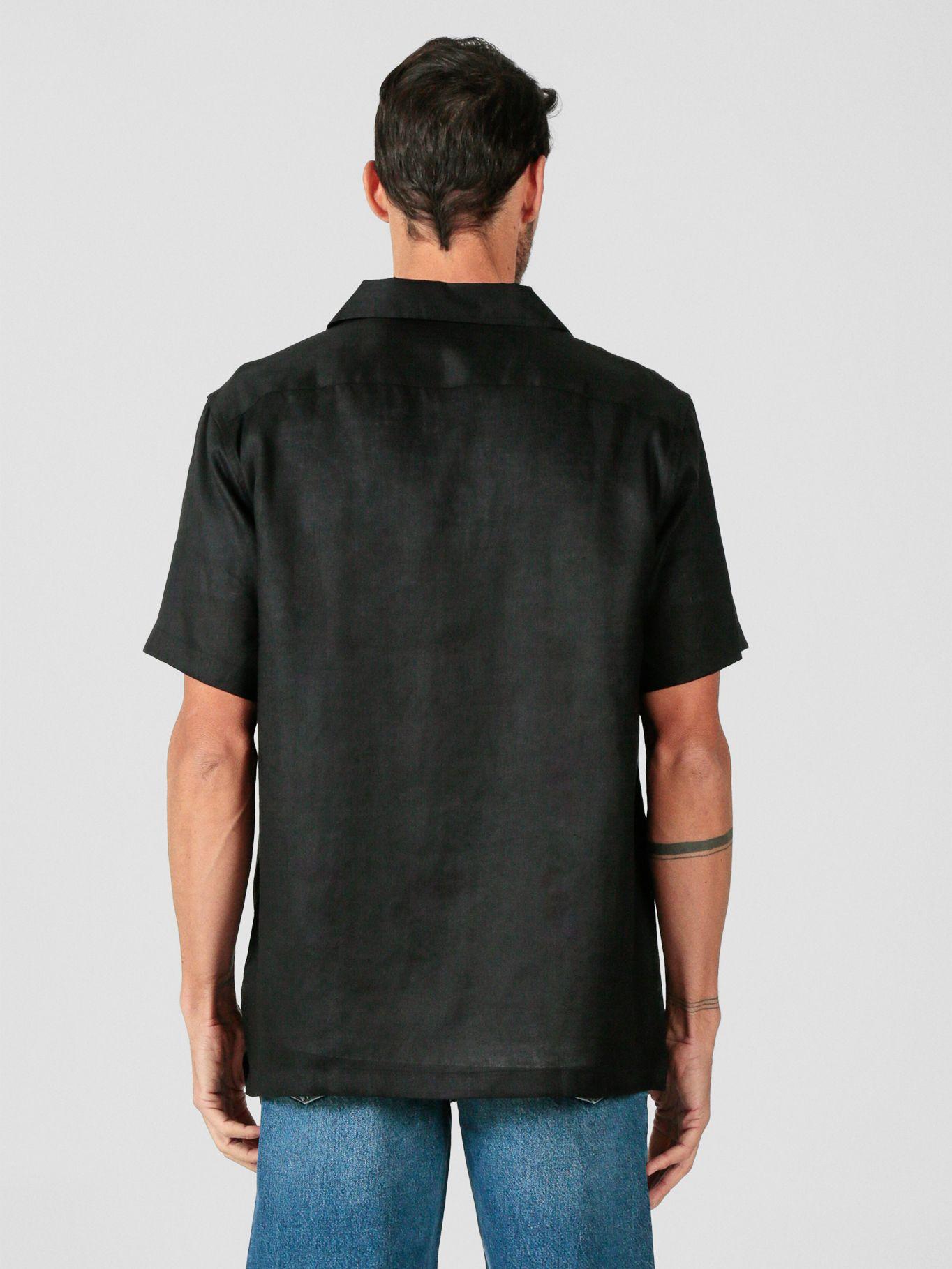 Camisa de lino de manga corta Negro Karl Lagerfeld-2