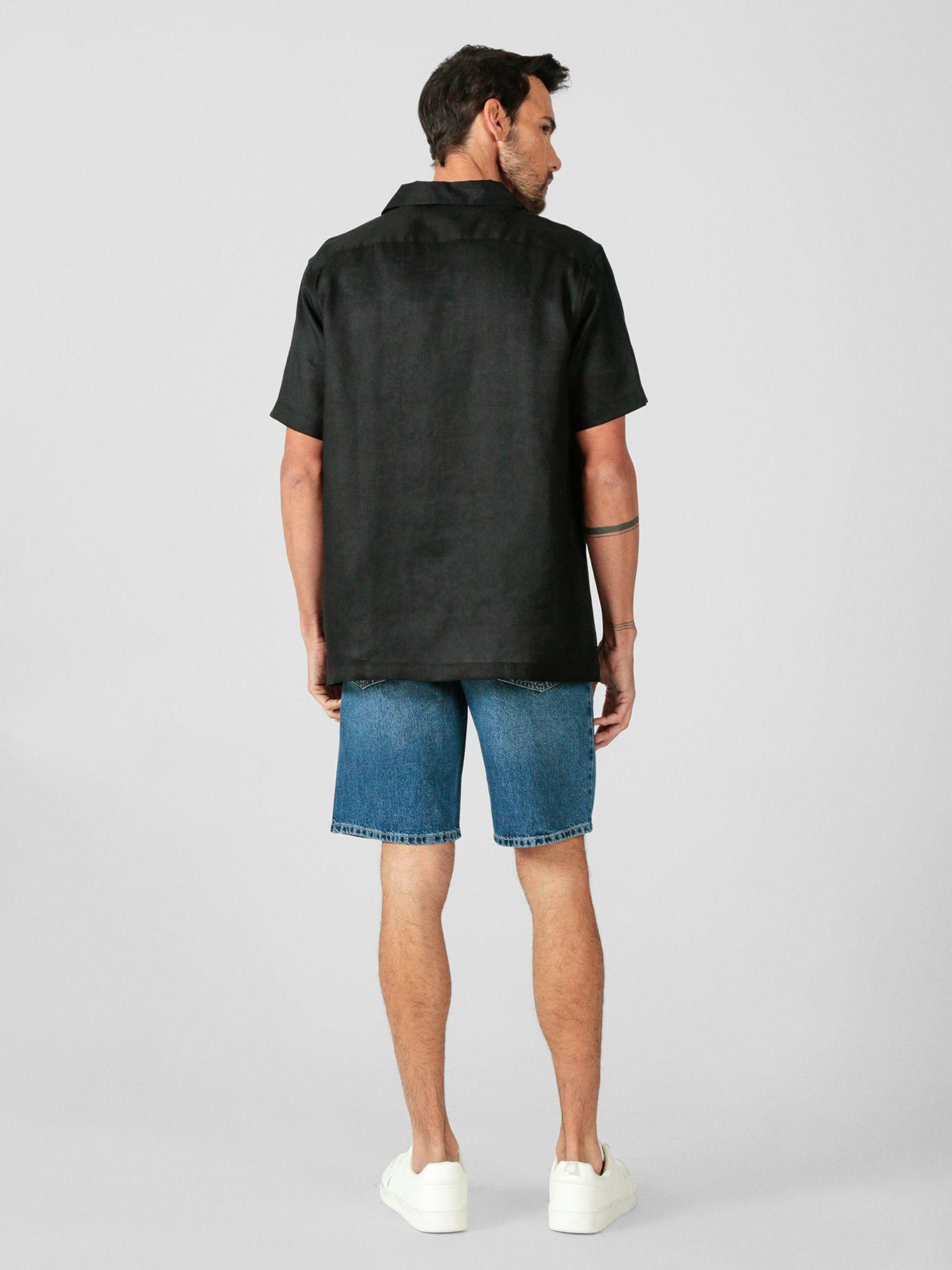 Camisa de lino de manga corta Negro Karl Lagerfeld-3