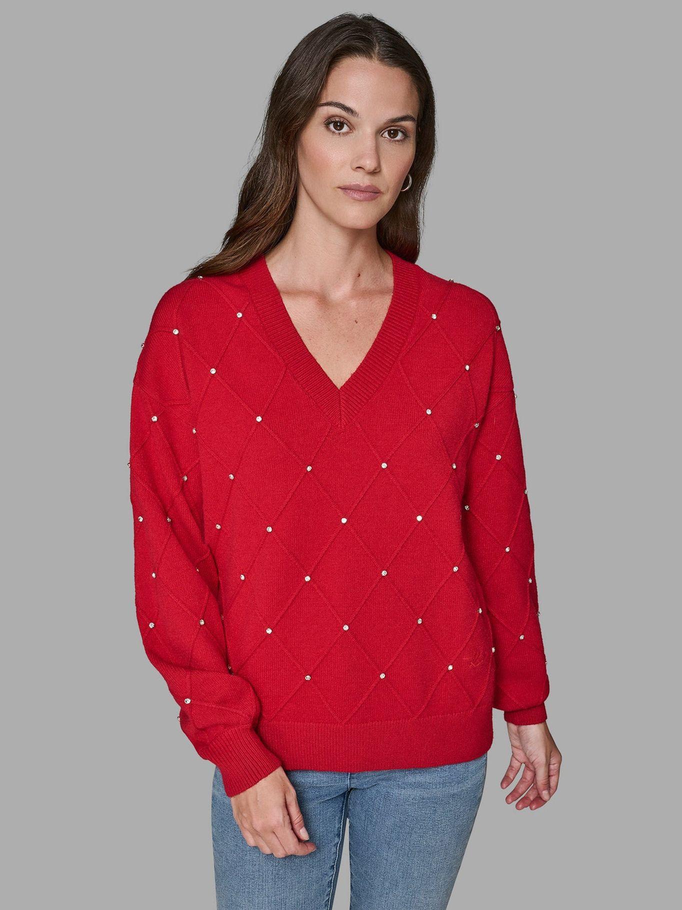Sweater con pedrería incrustada Rojo Karl Lagerfeld-0