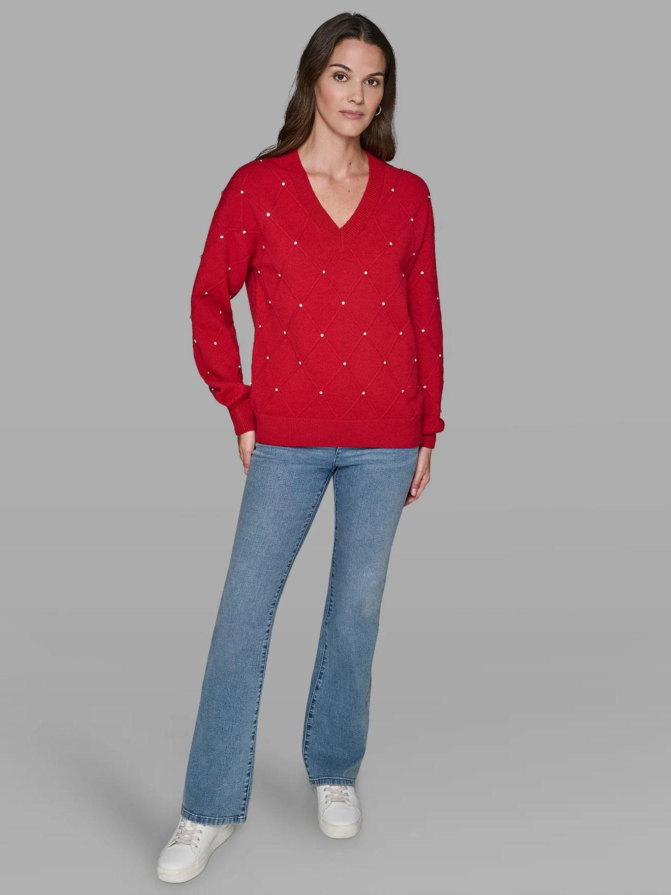 Sweater con pedrería incrustada Rojo Karl Lagerfeld-1